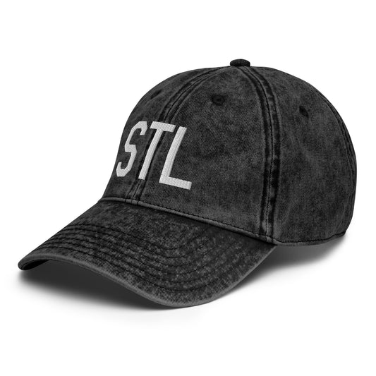 Airport Code Twill Cap - White • STL St. Louis • YHM Designs - Image 01