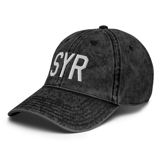 Airport Code Twill Cap - White • SYR Syracuse • YHM Designs - Image 01