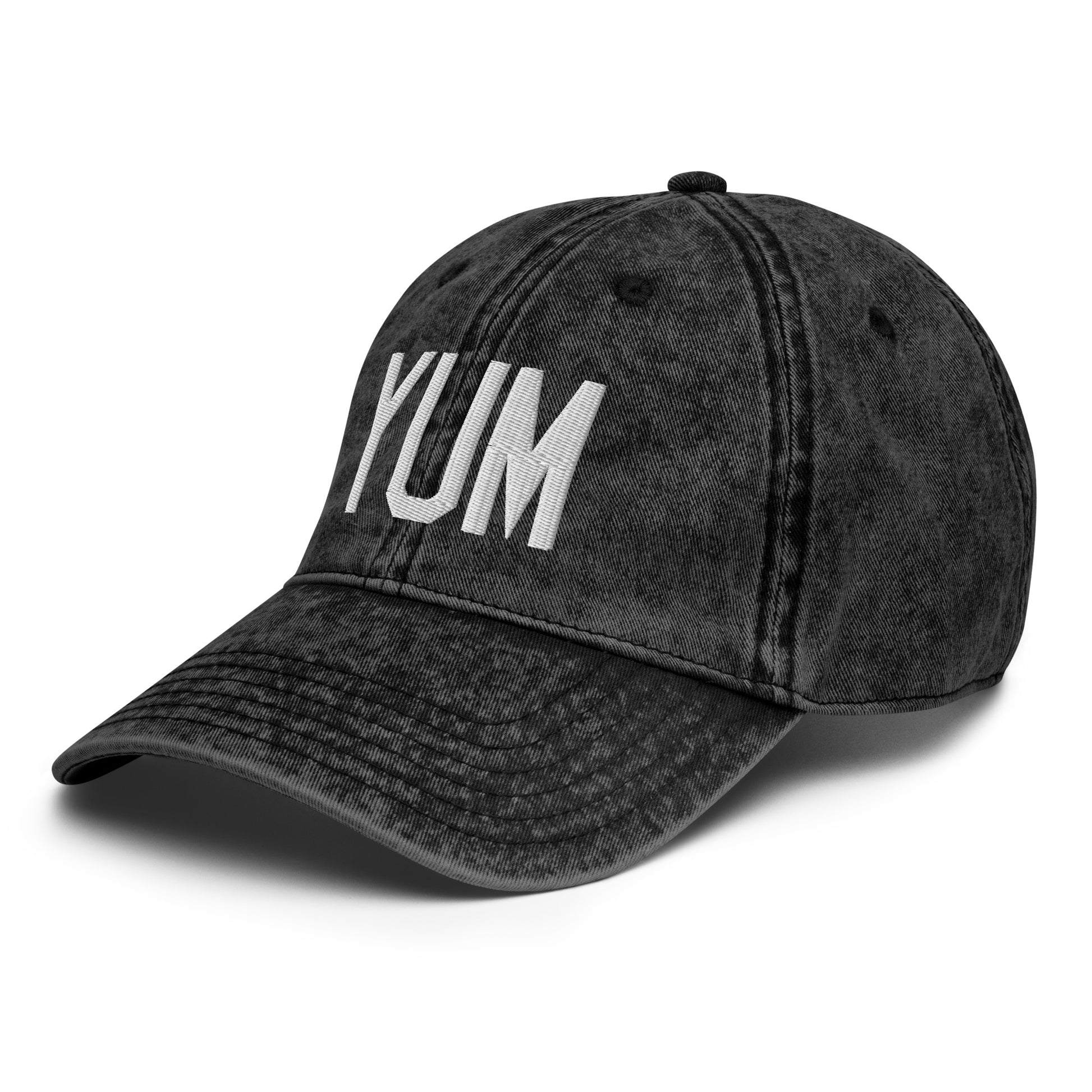 Airport Code Twill Cap - White • YUM Yuma • YHM Designs - Image 01