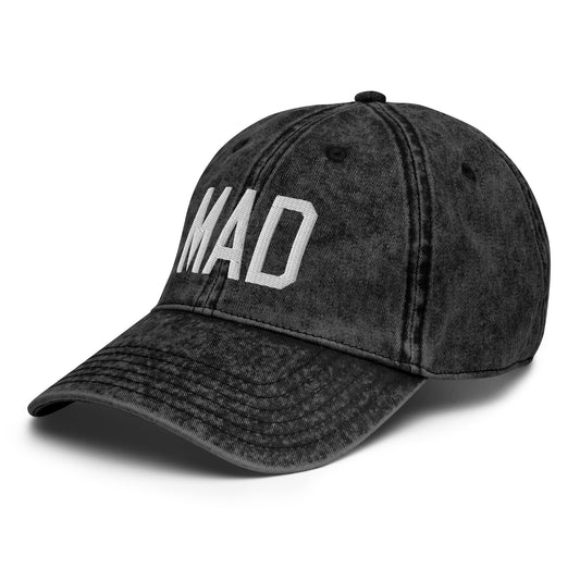 Airport Code Twill Cap - White • MAD Madrid • YHM Designs - Image 01