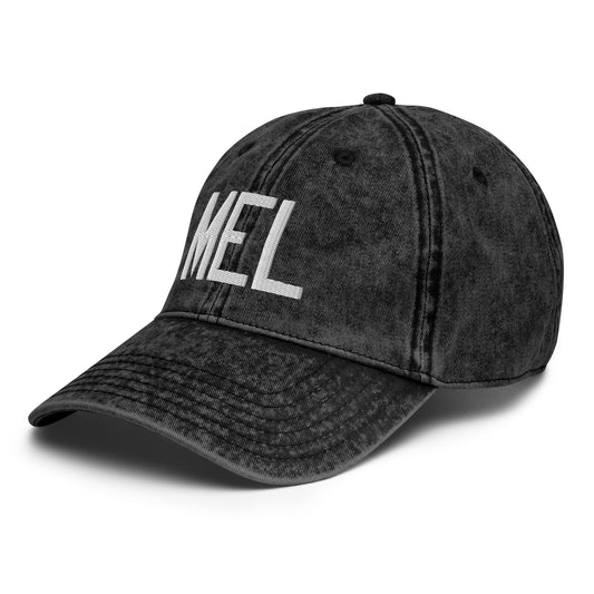 Airport Code Twill Cap - White • MEL Melbourne • YHM Designs - Image 01