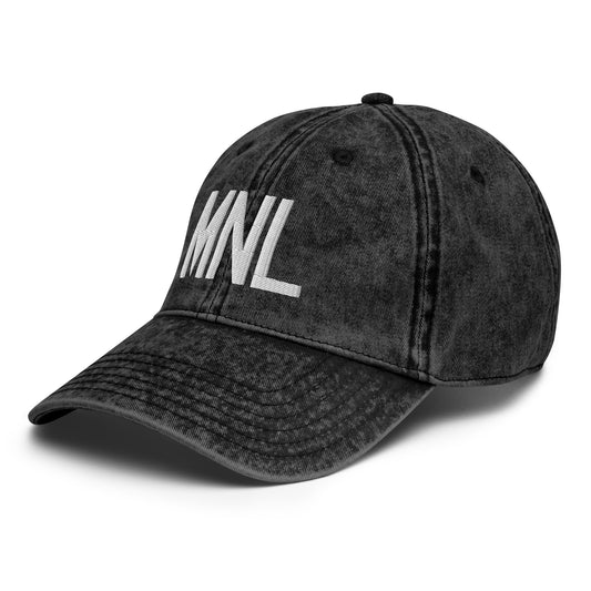 Airport Code Twill Cap - White • MNL Manila • YHM Designs - Image 01