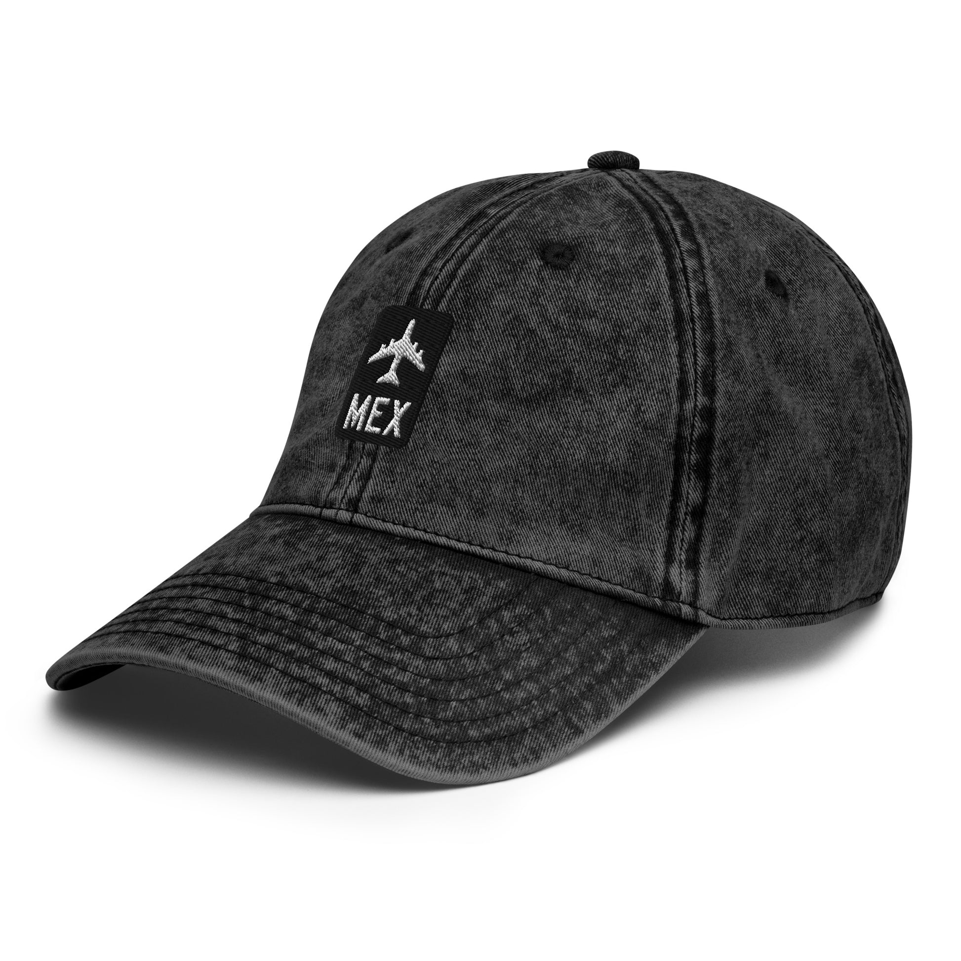 Jetliner Vintage Cotton Twill Baseball Cap • Black/White • MEX Mexico City • YHM Designs - Image 10