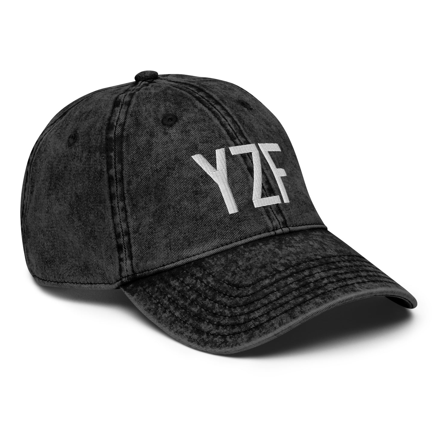 Airport Code Twill Cap - White • YZF Yellowknife • YHM Designs - Image 15