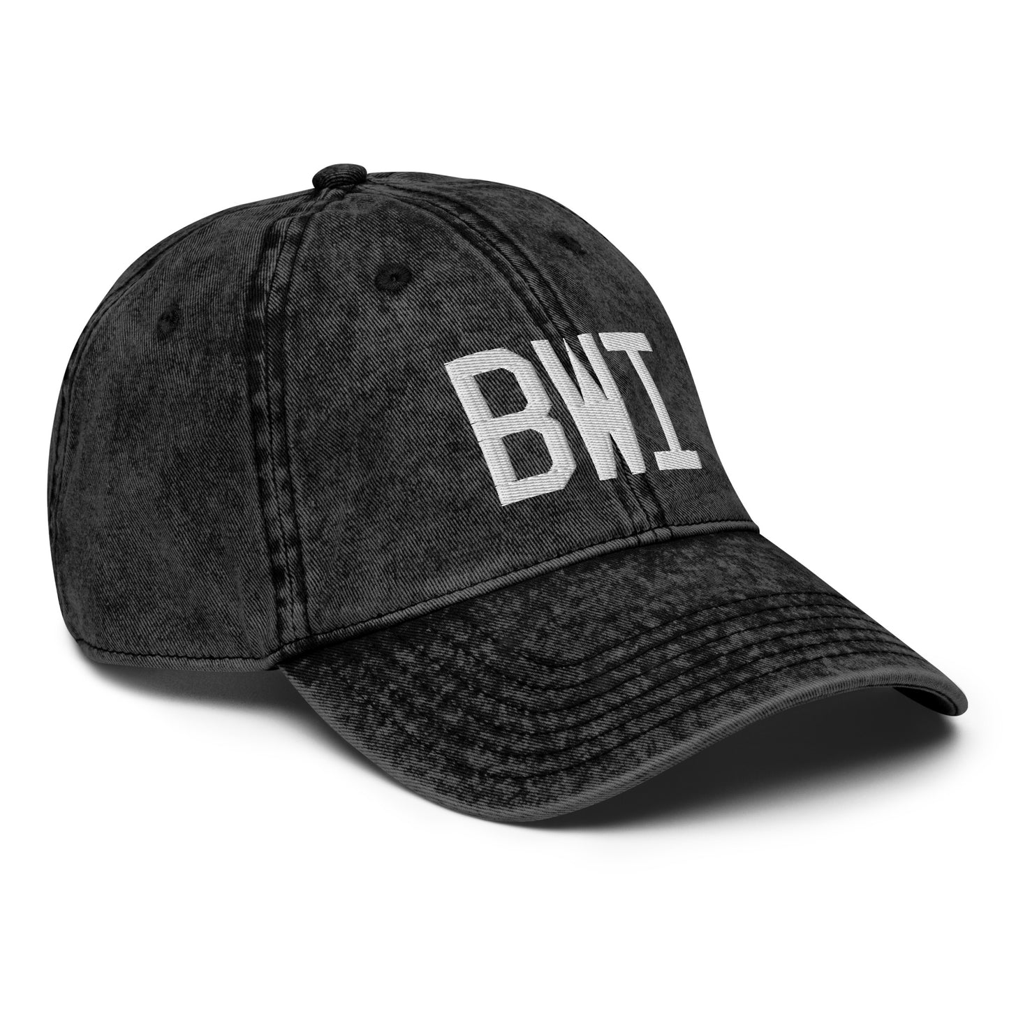 Airport Code Twill Cap - White • BWI Baltimore • YHM Designs - Image 15