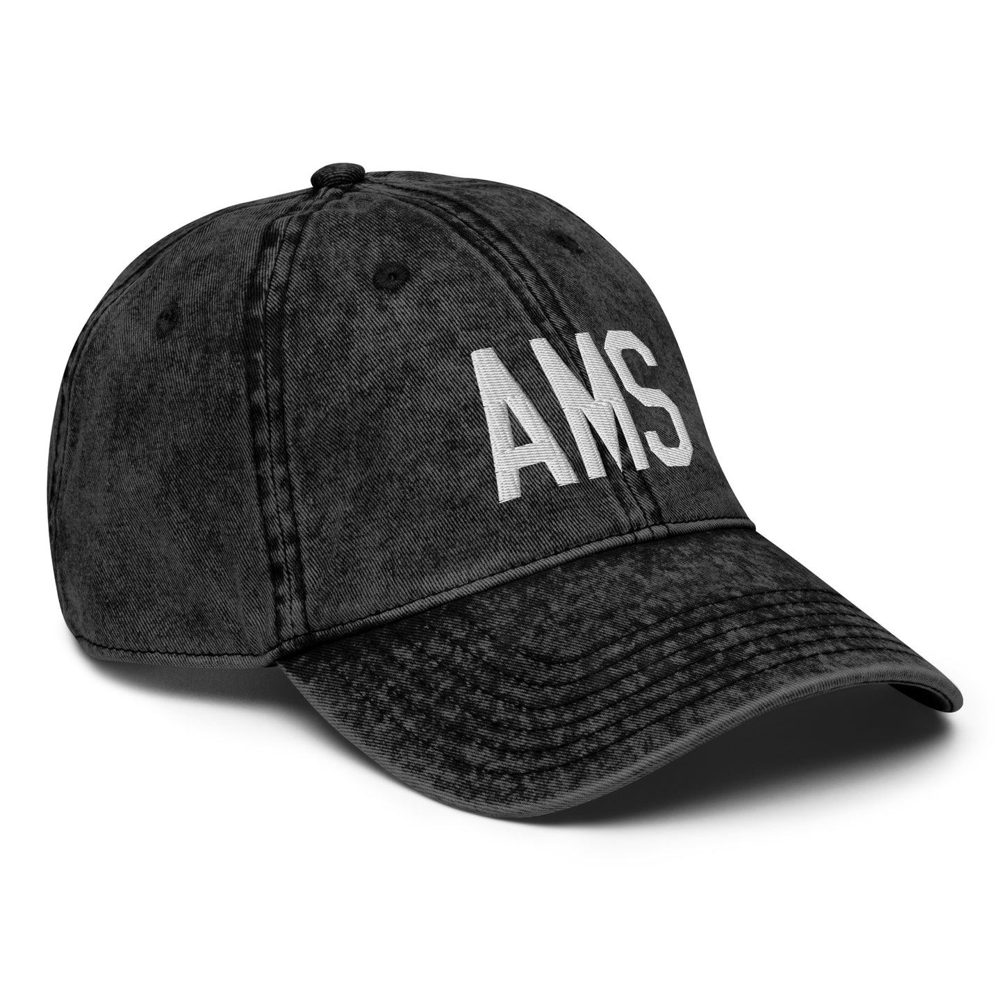 Airport Code Twill Cap - White • AMS Amsterdam • YHM Designs - Image 15