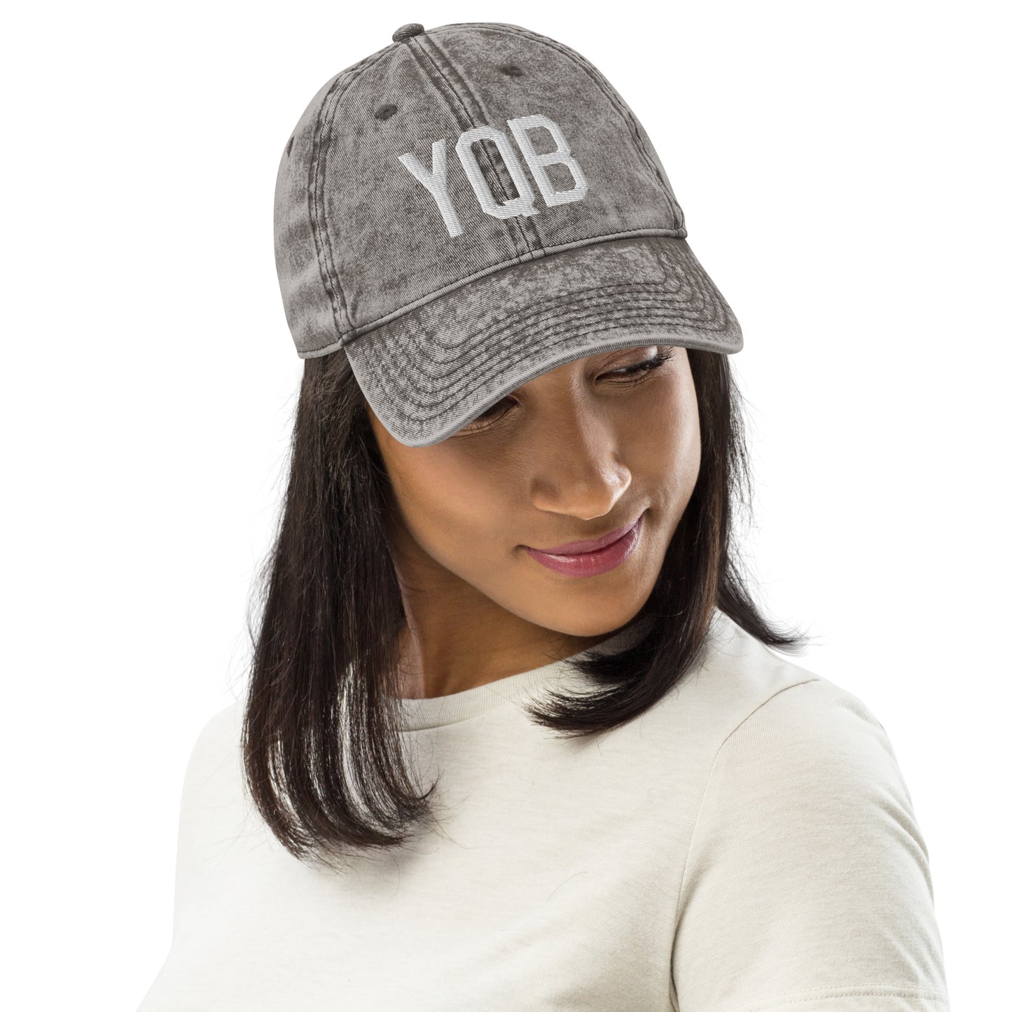 Airport Code Twill Cap - White • YQB Quebec City • YHM Designs - Image 11