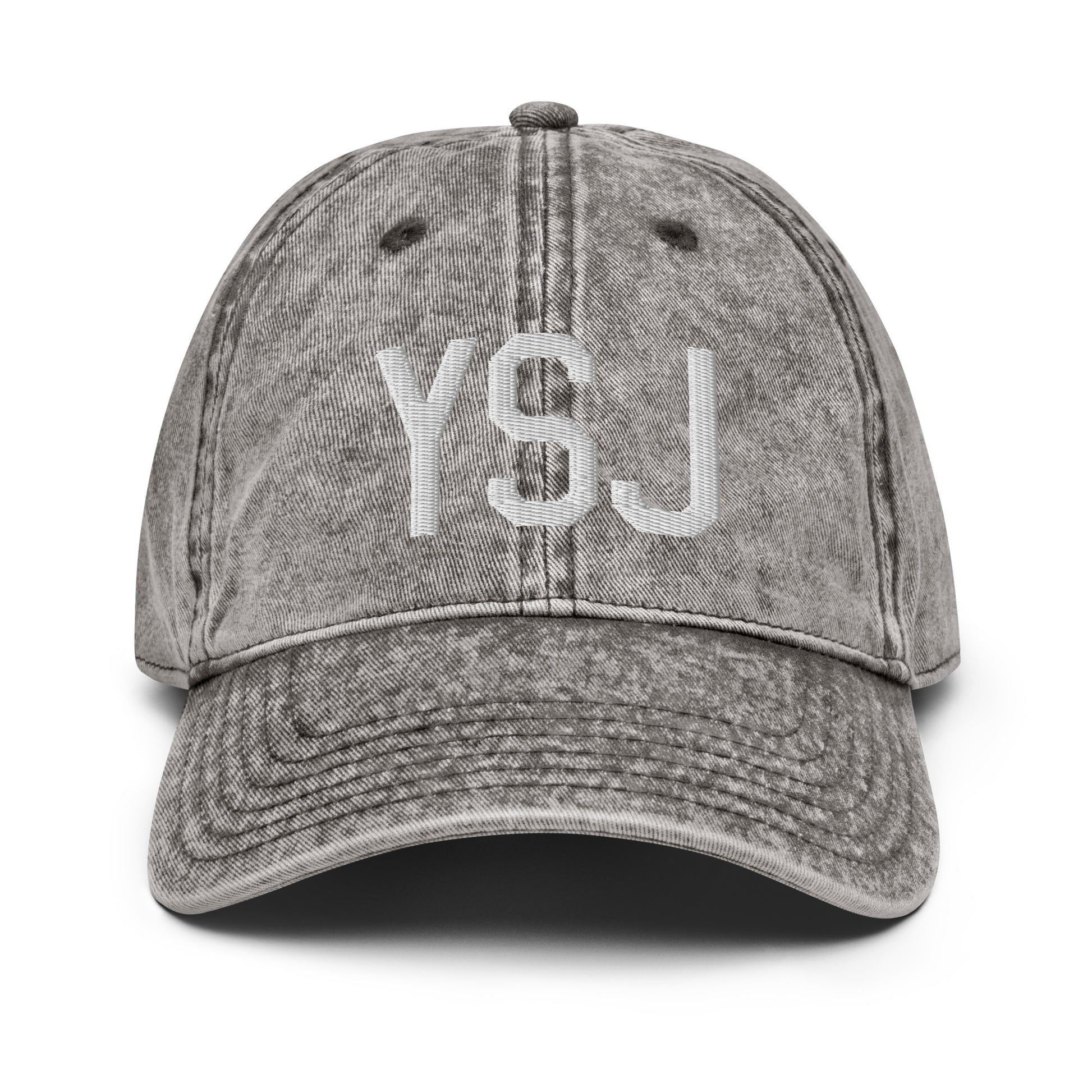 Airport Code Twill Cap - White • YSJ Saint John • YHM Designs - Image 28
