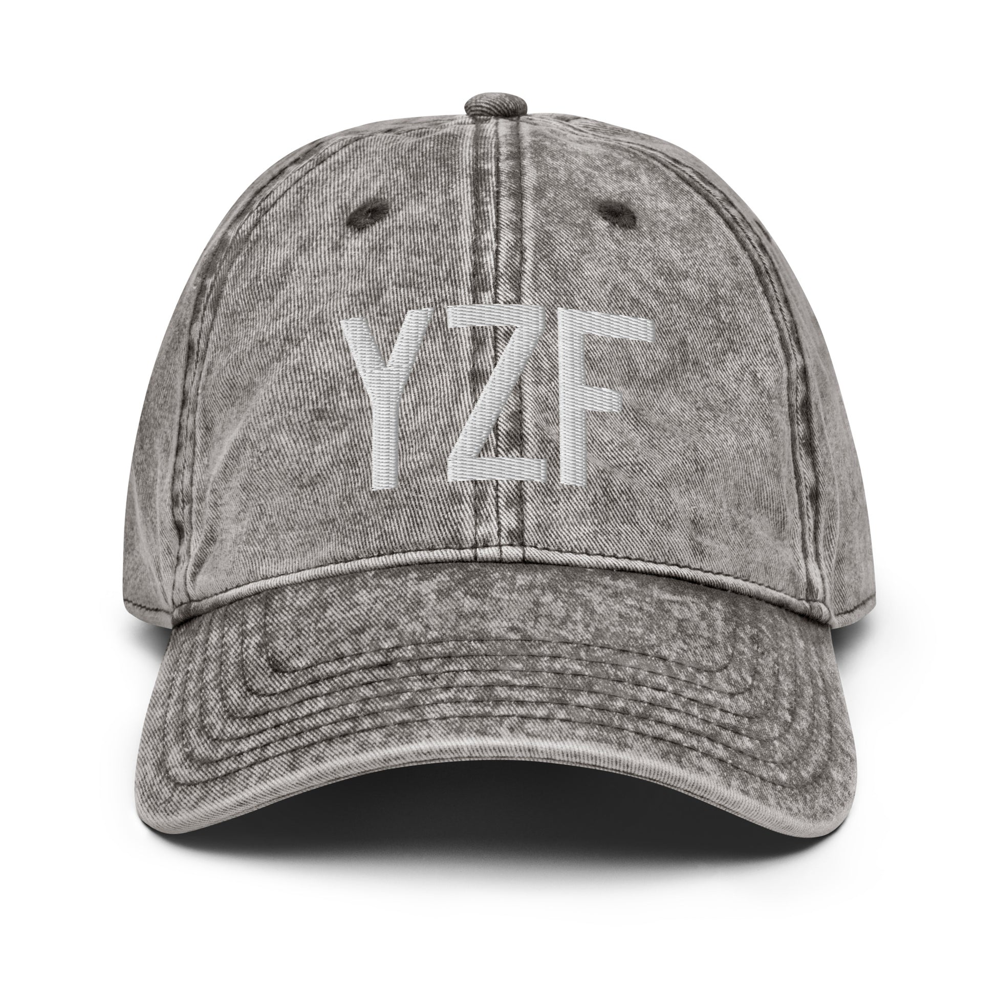 Airport Code Twill Cap - White • YZF Yellowknife • YHM Designs - Image 28