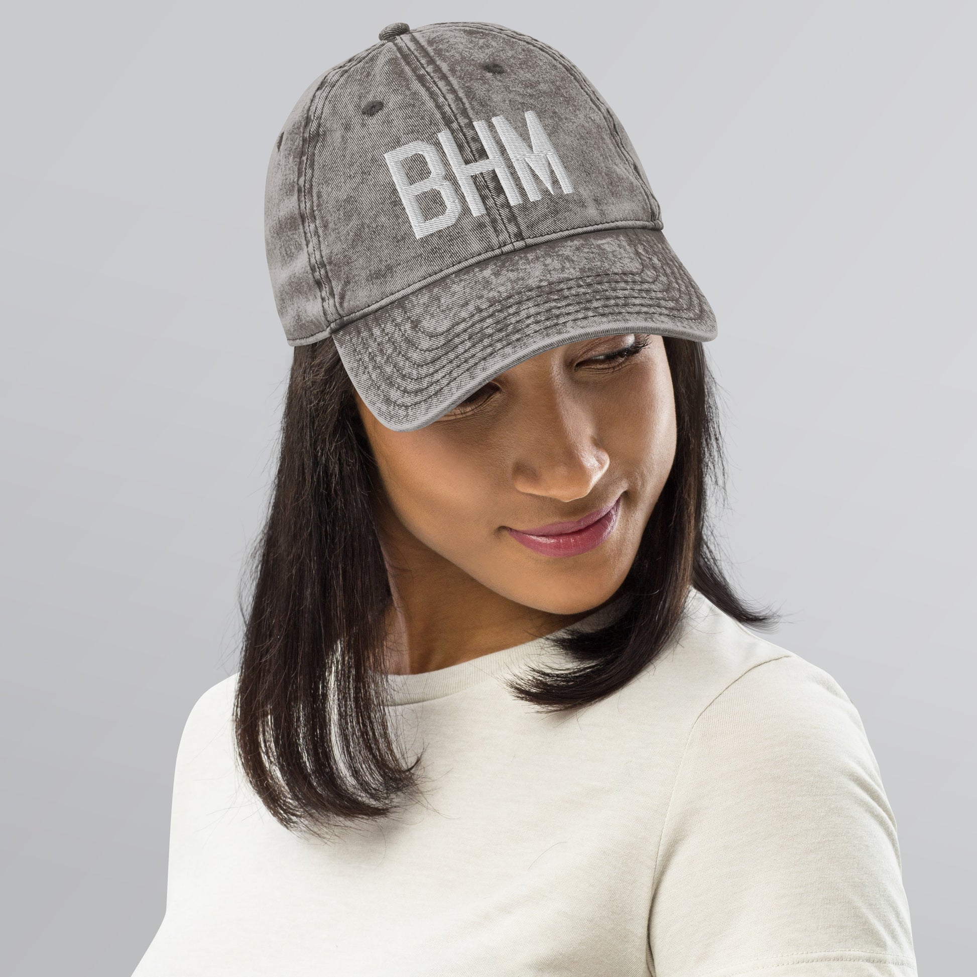 Airport Code Twill Cap - White • BHM Birmingham • YHM Designs - Image 11