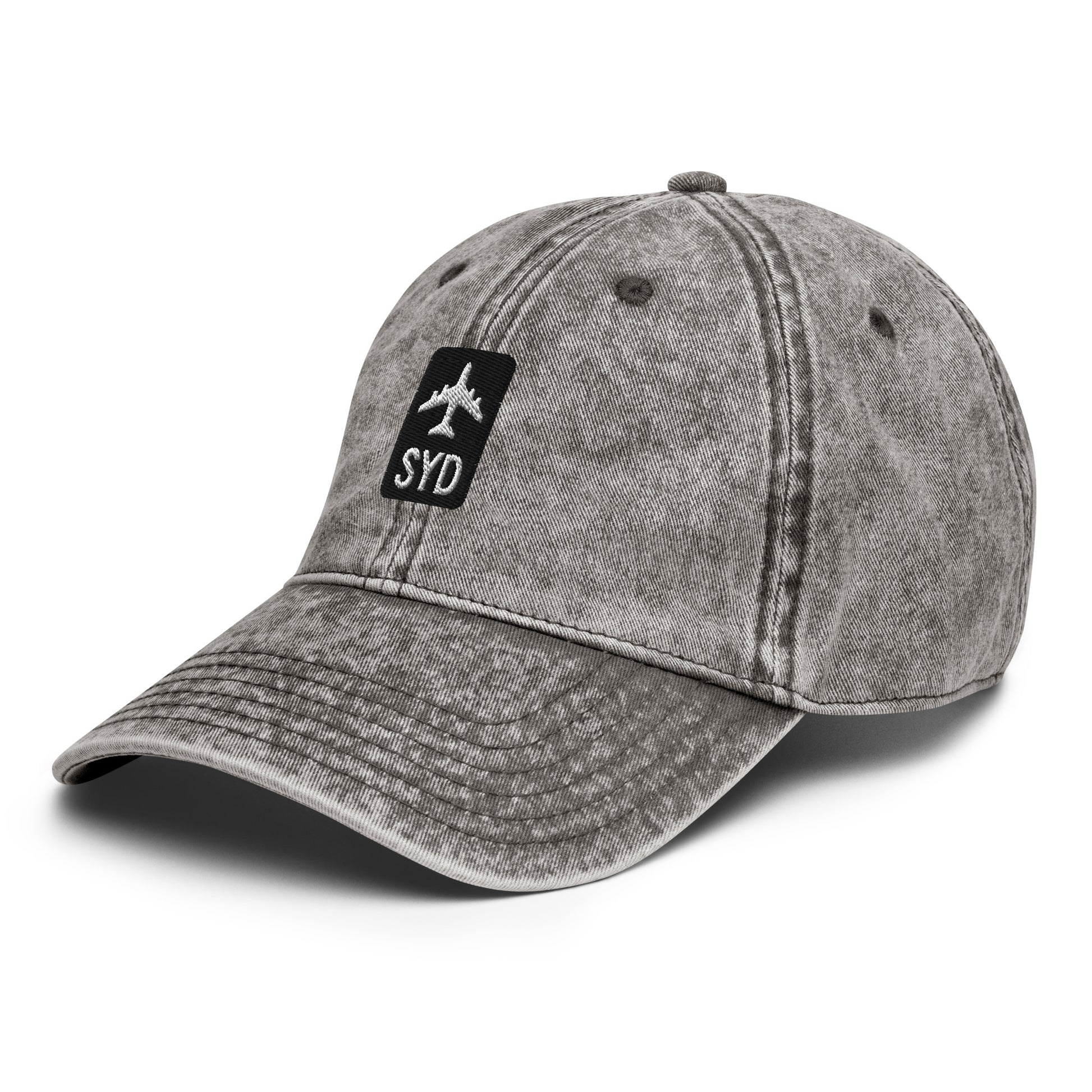 Jetliner Vintage Cotton Twill Baseball Cap • Black/White • SYD Sydney • YHM Designs - Image 24