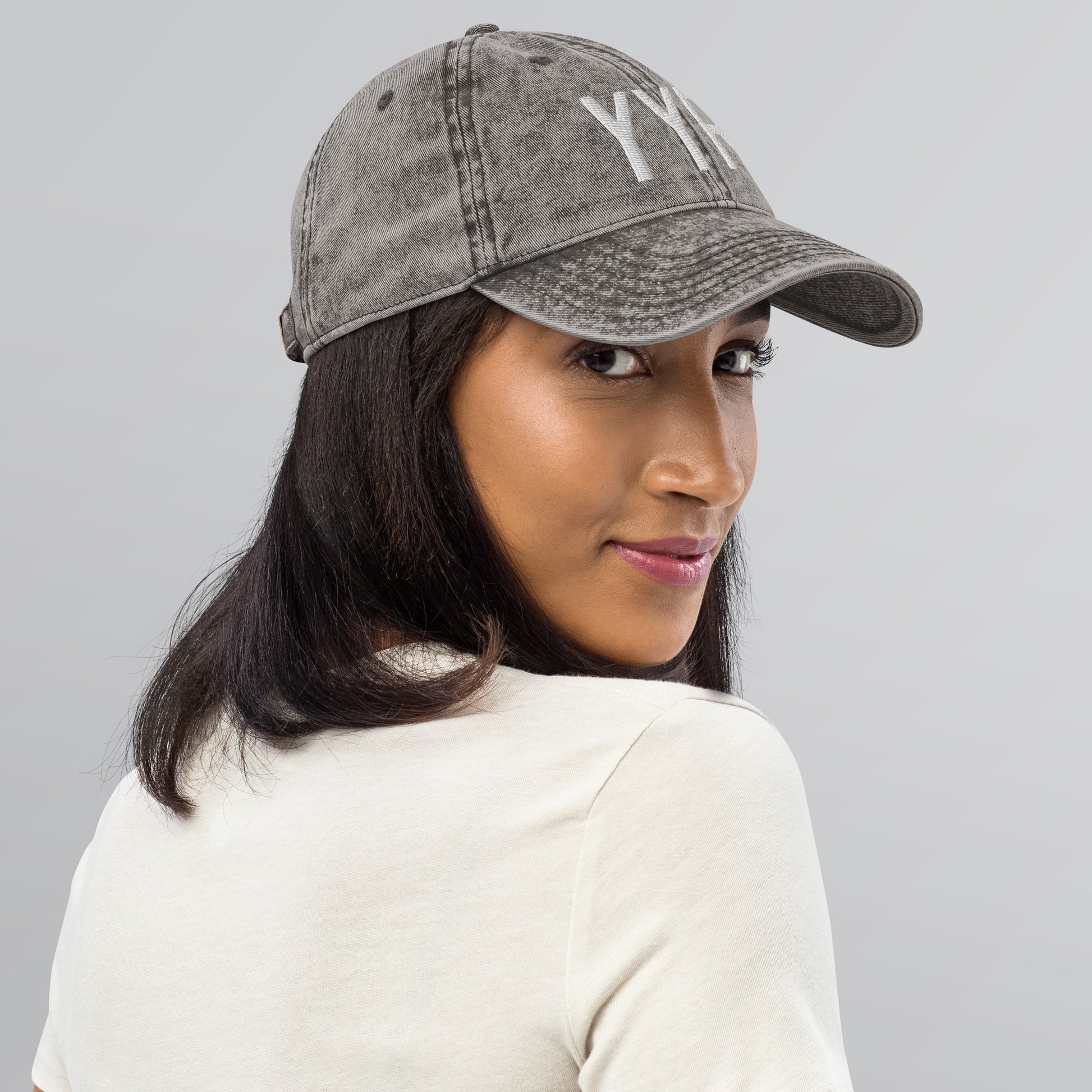 Airport Code Twill Cap - White • YYR Goose Bay • YHM Designs - Image 12