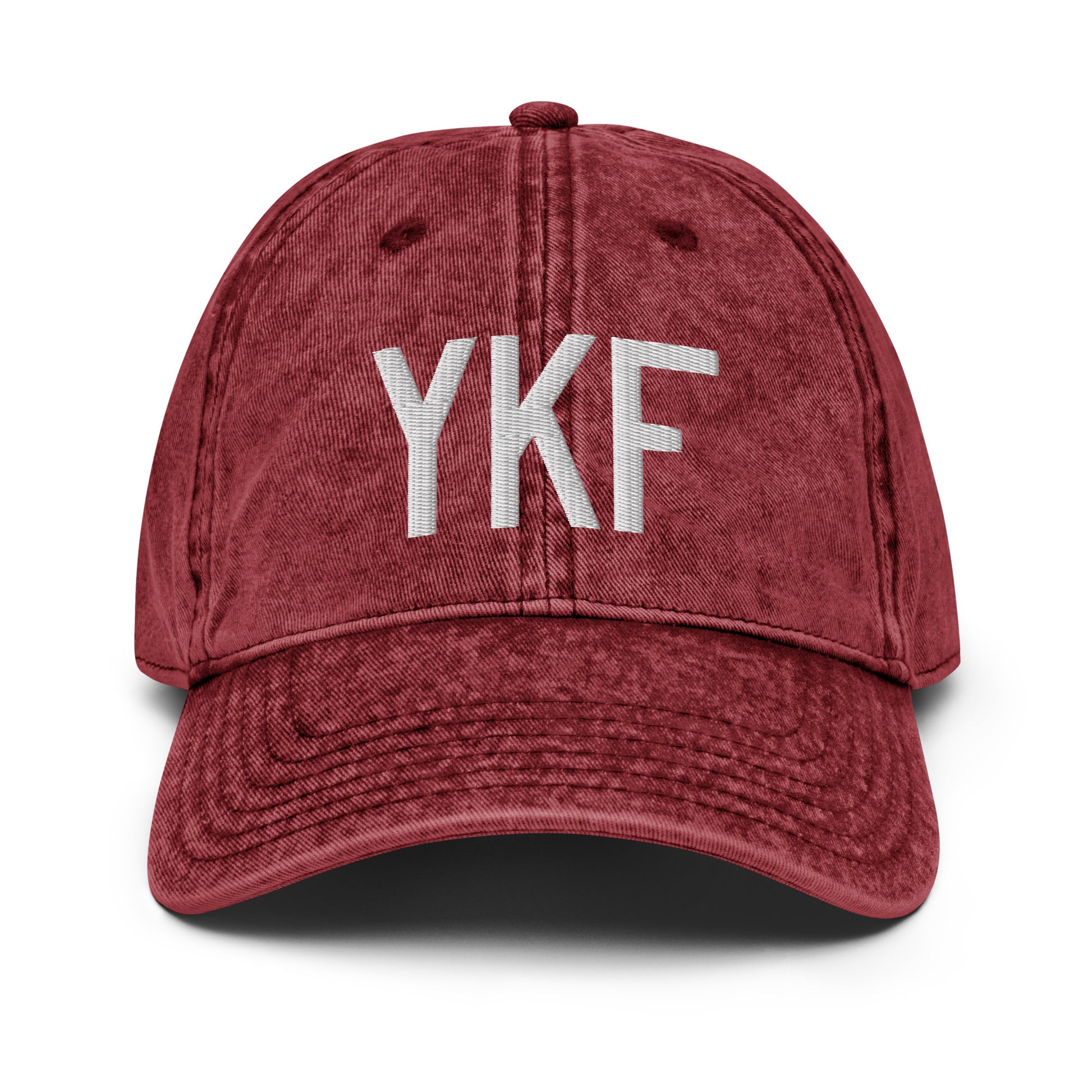 Airport Code Twill Cap - White • YKF Waterloo • YHM Designs - Image 19