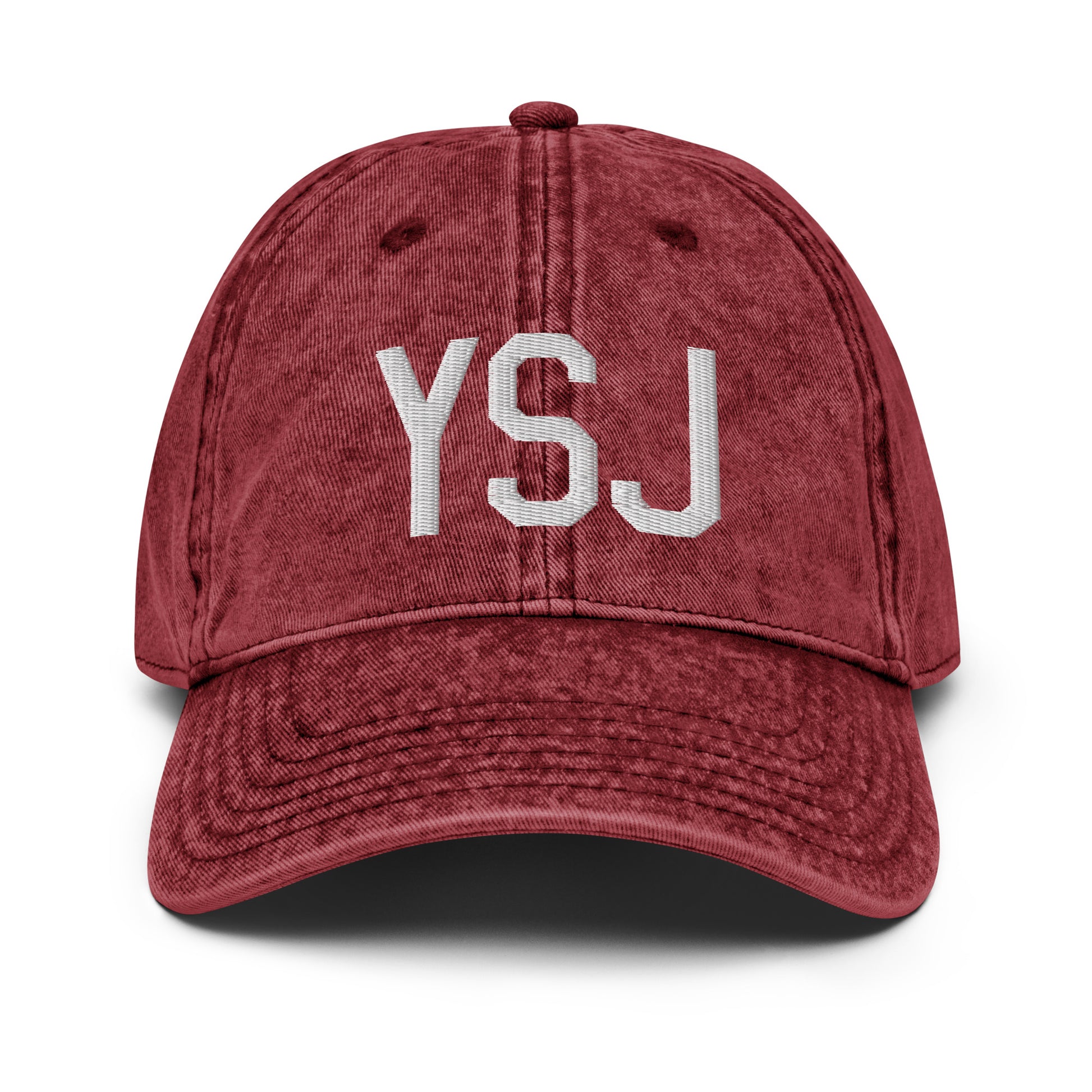 Airport Code Twill Cap - White • YSJ Saint John • YHM Designs - Image 19