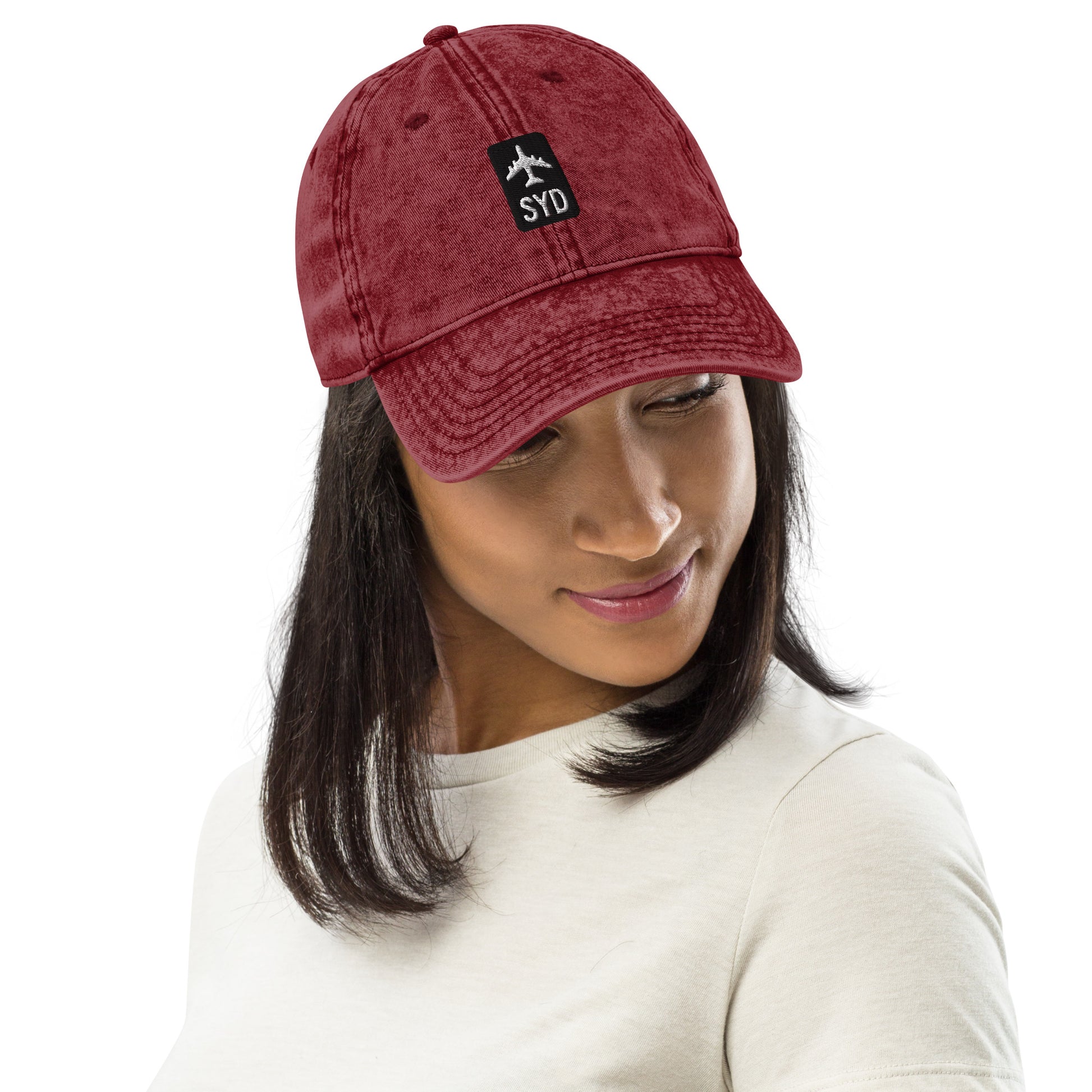 Jetliner Vintage Cotton Twill Baseball Cap • Black/White • SYD Sydney • YHM Designs - Image 05