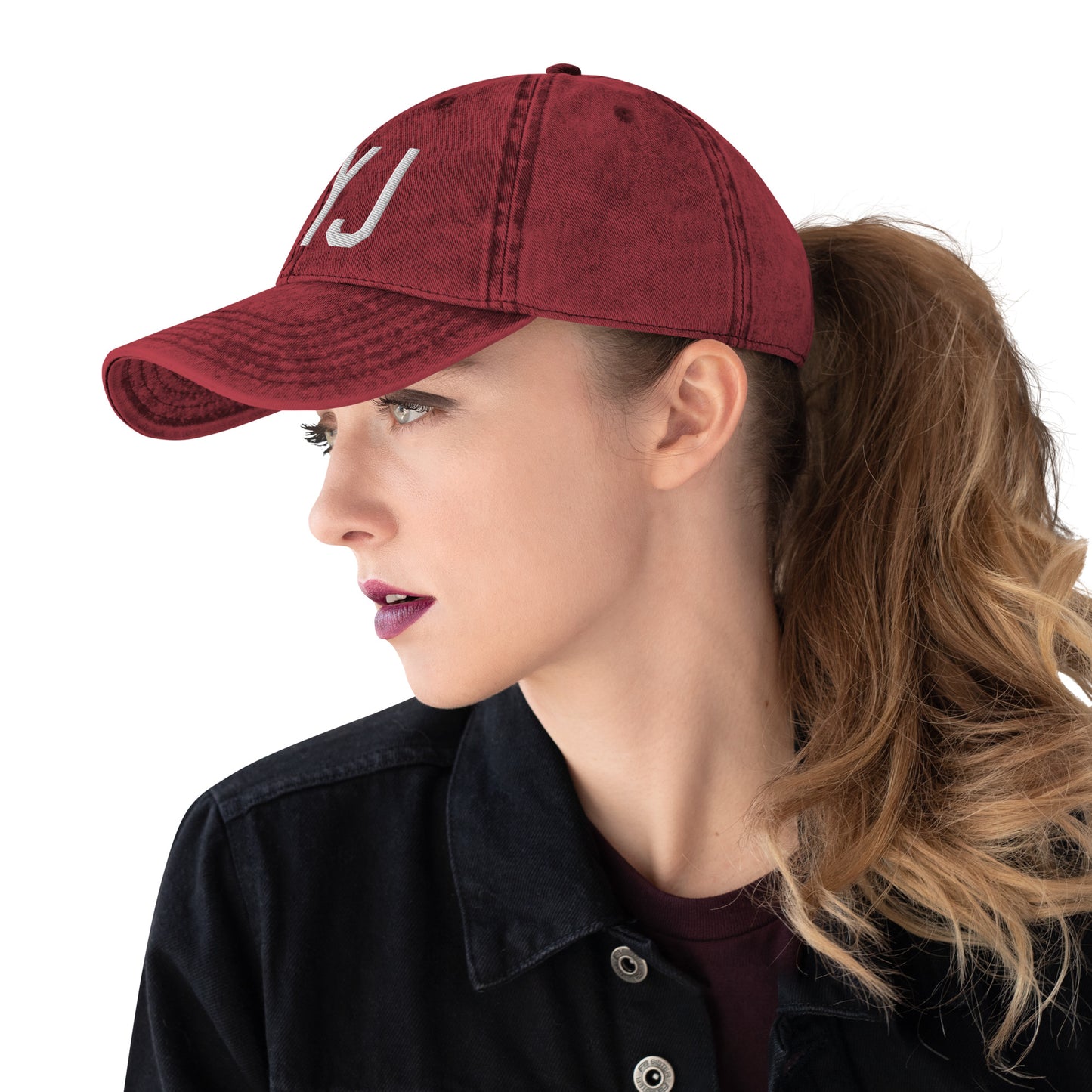 Airport Code Twill Cap - White • YYJ Victoria • YHM Designs - Image 06