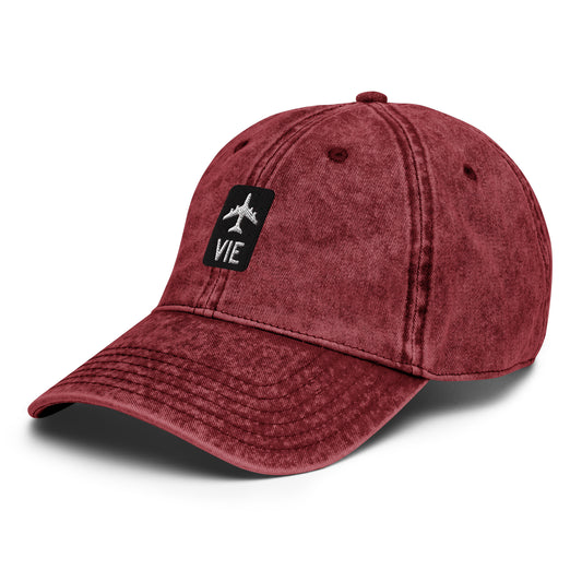 Jetliner Vintage Cotton Twill Baseball Cap • Black/White • VIE Vienna • YHM Designs - Image 01