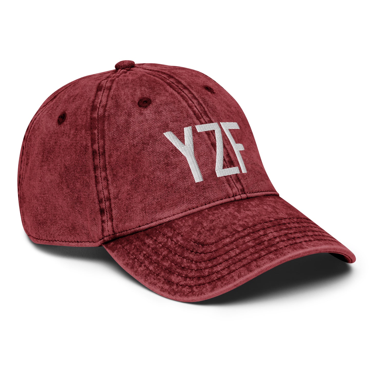 Airport Code Twill Cap - White • YZF Yellowknife • YHM Designs - Image 21