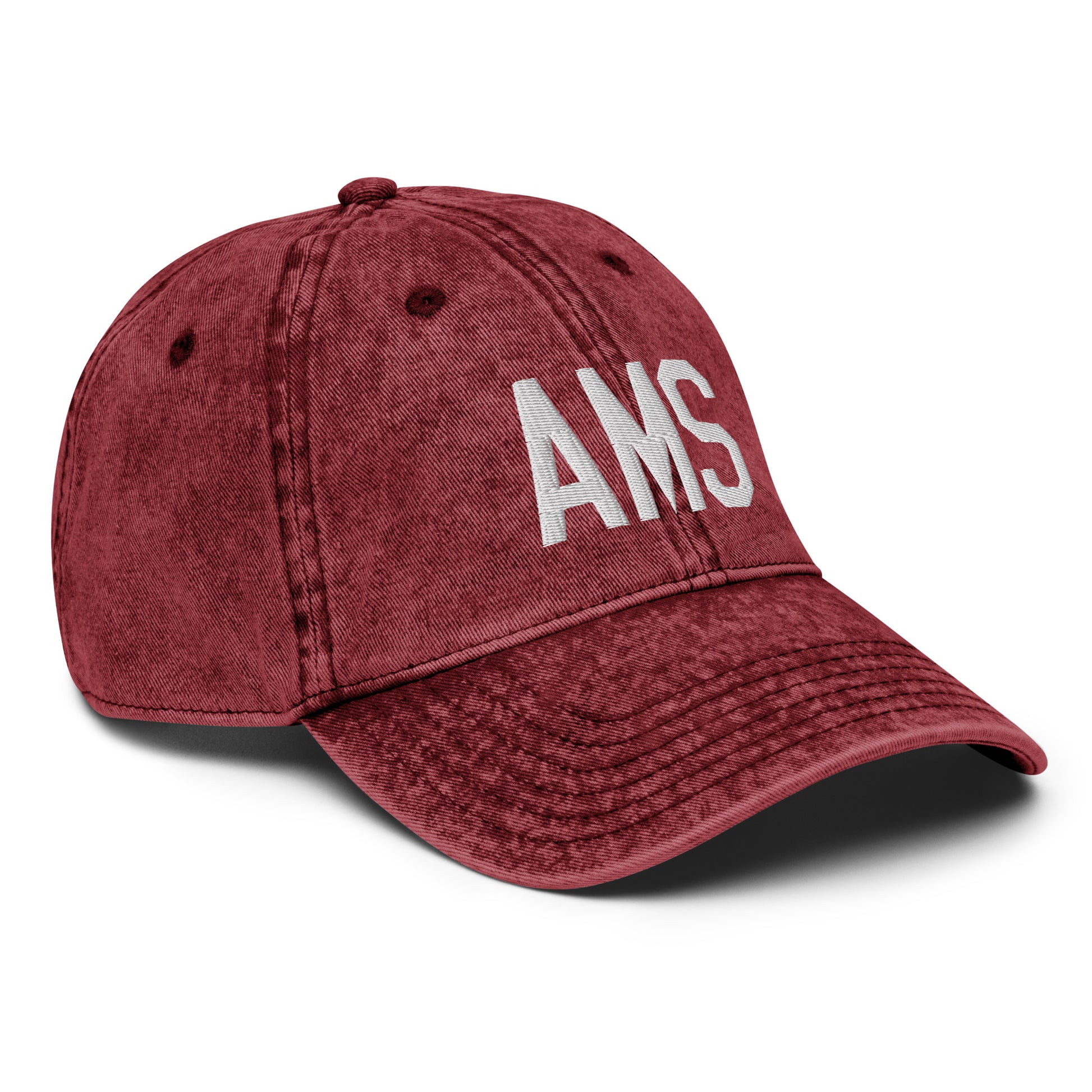 Airport Code Twill Cap - White • AMS Amsterdam • YHM Designs - Image 21