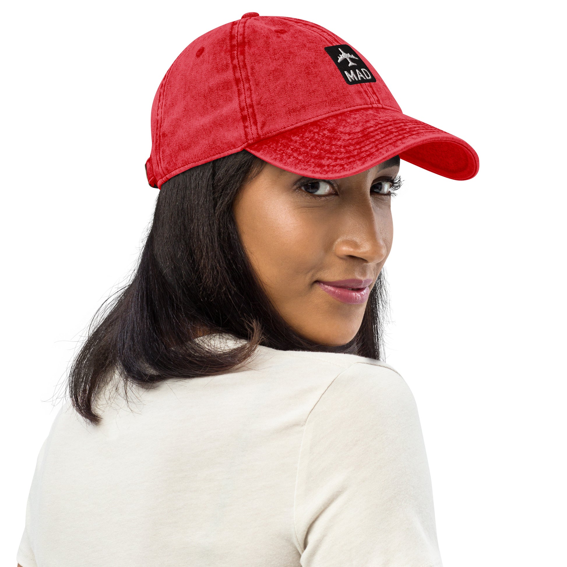 Jetliner Vintage Cotton Twill Baseball Cap • Black/White • MAD Madrid • YHM Designs - Image 04