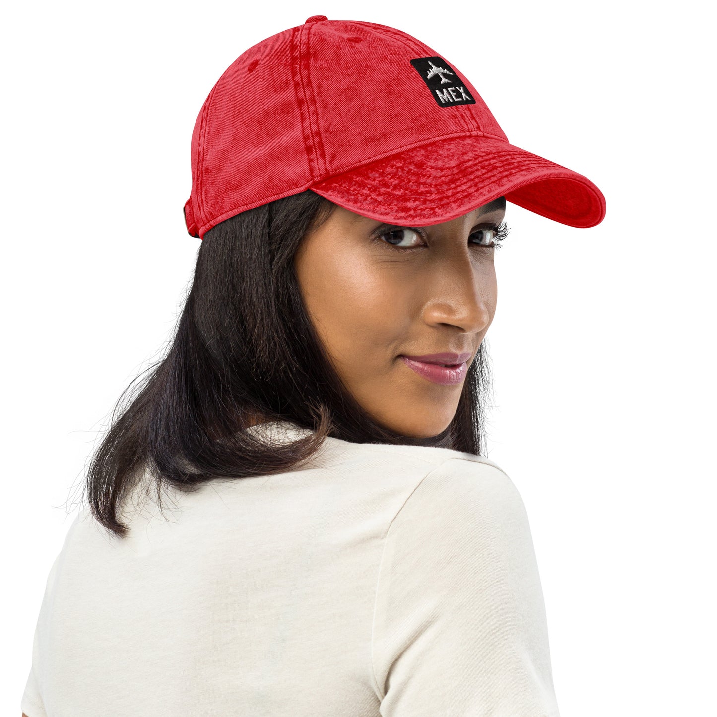 Jetliner Vintage Cotton Twill Baseball Cap • Black/White • MEX Mexico City • YHM Designs - Image 04
