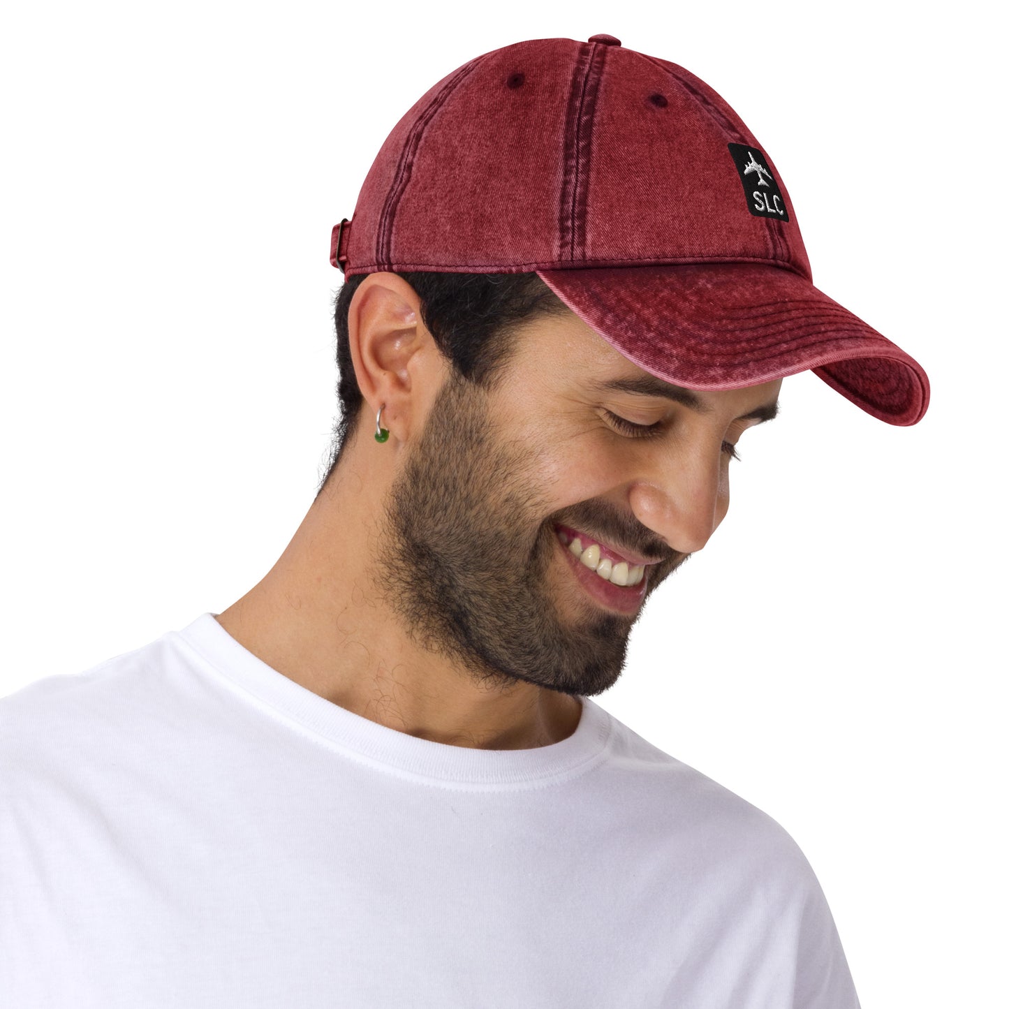 Jetliner Vintage Cotton Twill Baseball Cap • Black/White • SLC Salt Lake City • YHM Designs - Image 06