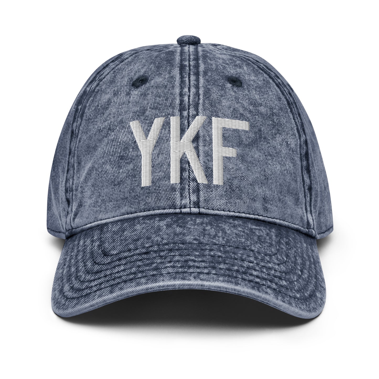 Airport Code Twill Cap - White • YKF Waterloo • YHM Designs - Image 16