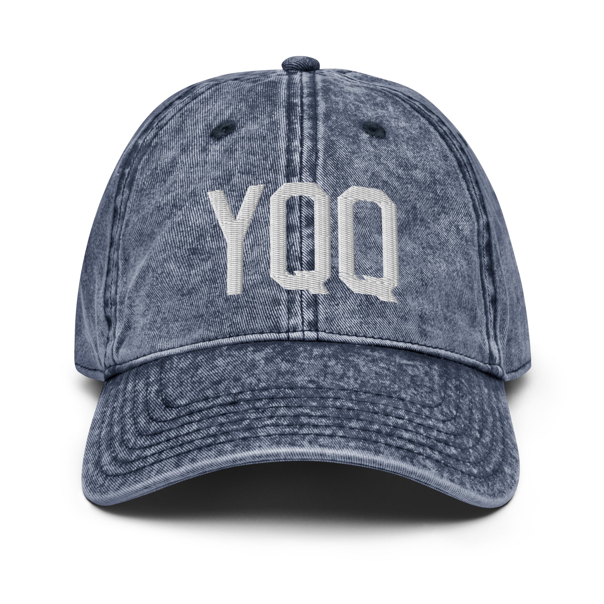 Airport Code Twill Cap - White • YQQ Comox • YHM Designs - Image 16