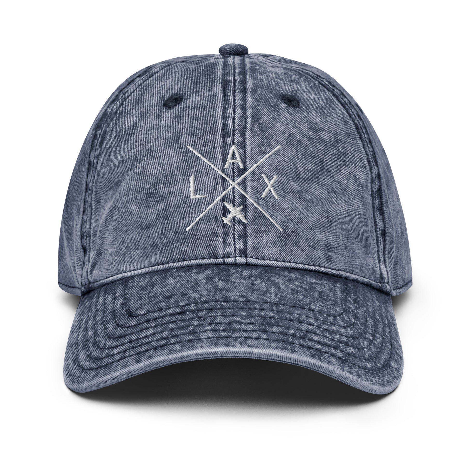 Crossed-X Cotton Twill Cap - White • LAX Los Angeles • YHM Designs - Image 19