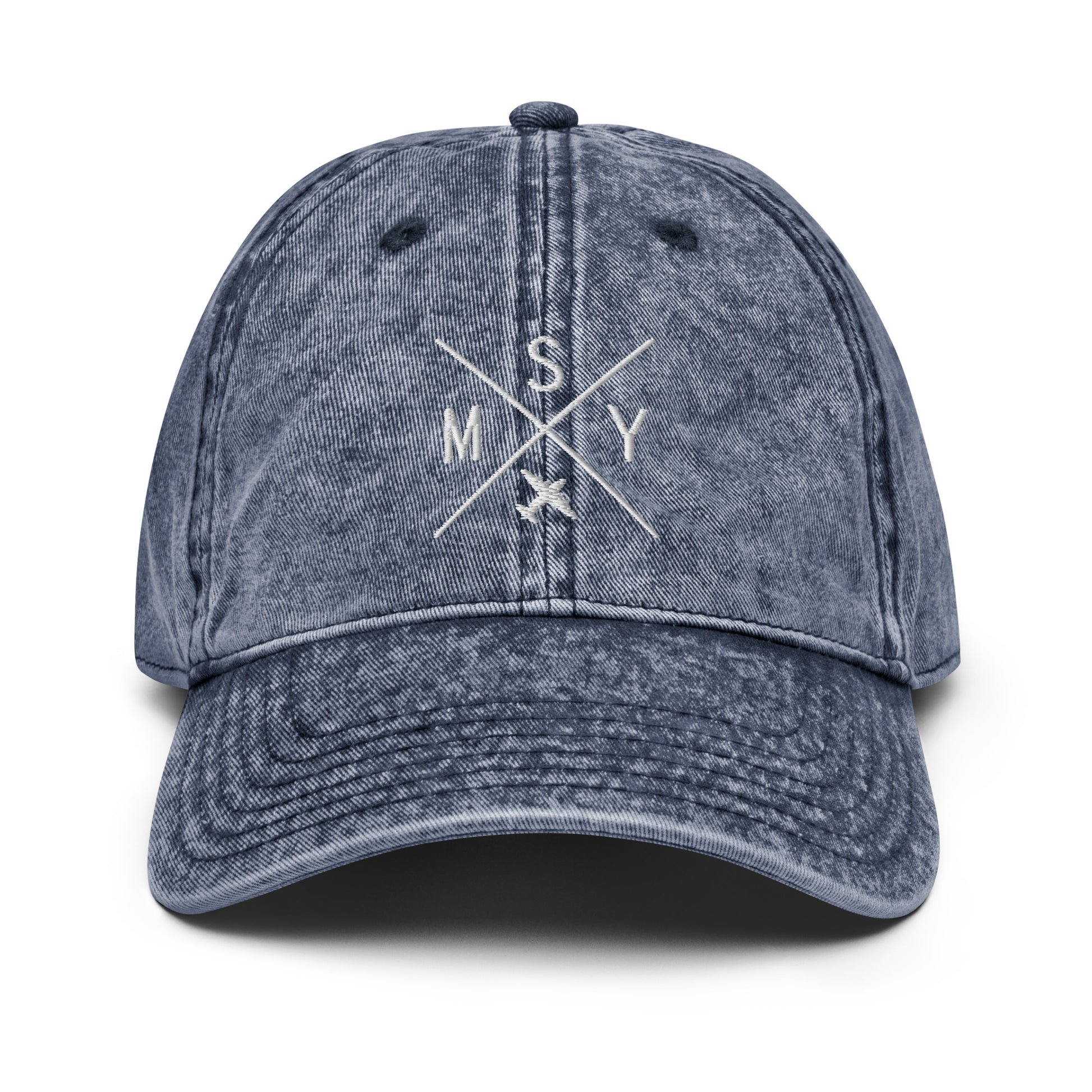 Crossed-X Cotton Twill Cap - White • MSY New Orleans • YHM Designs - Image 19