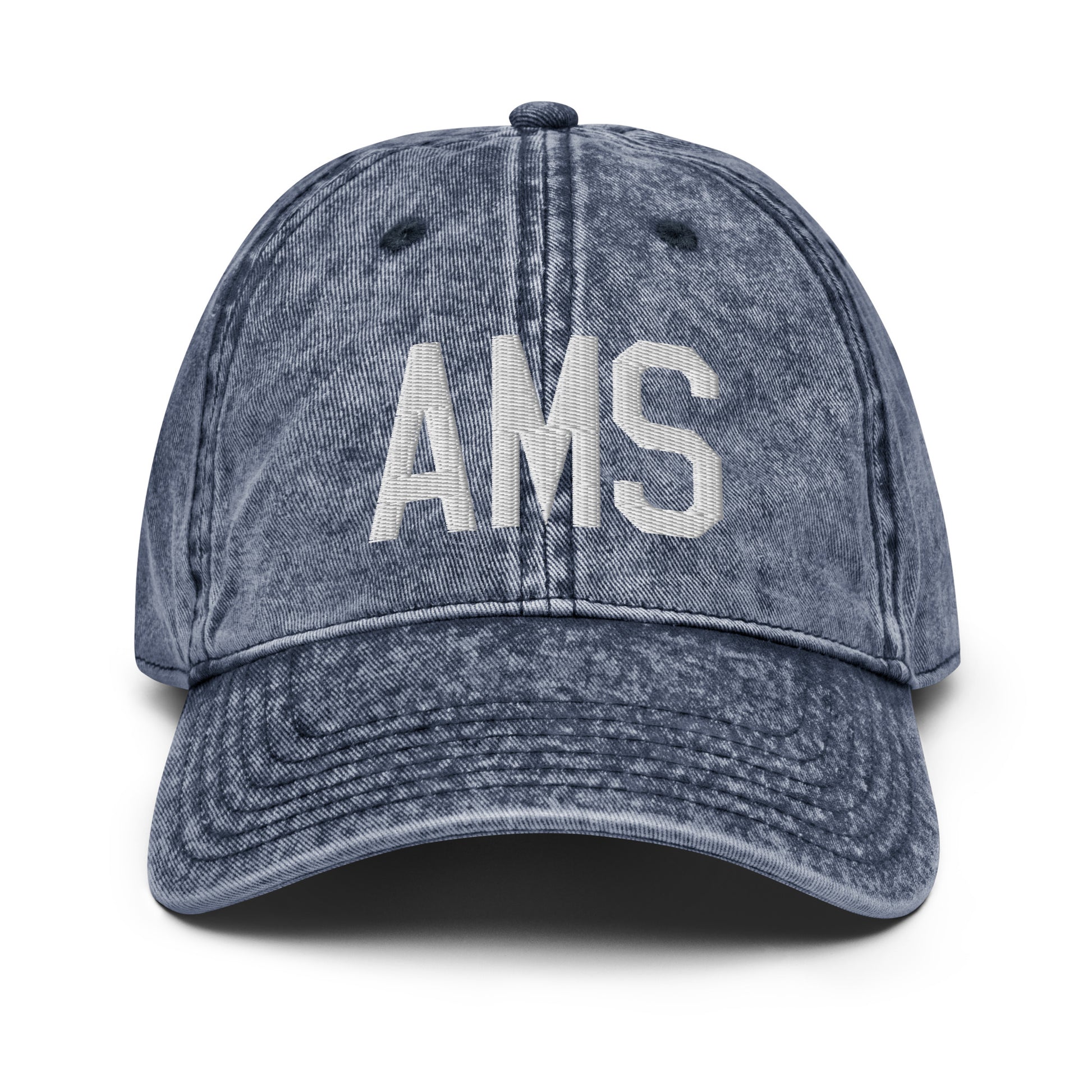 Airport Code Twill Cap - White • AMS Amsterdam • YHM Designs - Image 16