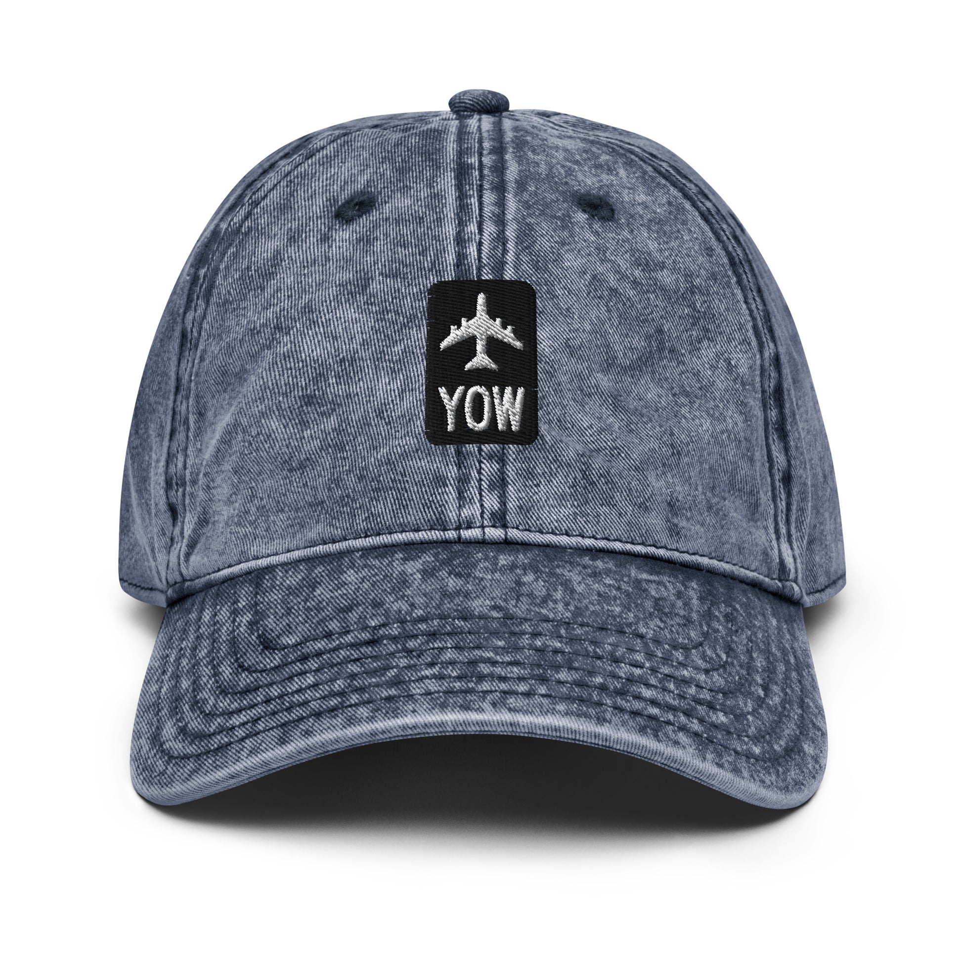 Jetliner Vintage Cotton Twill Baseball Cap • Black/White • YOW Ottawa • YHM Designs - Image 11