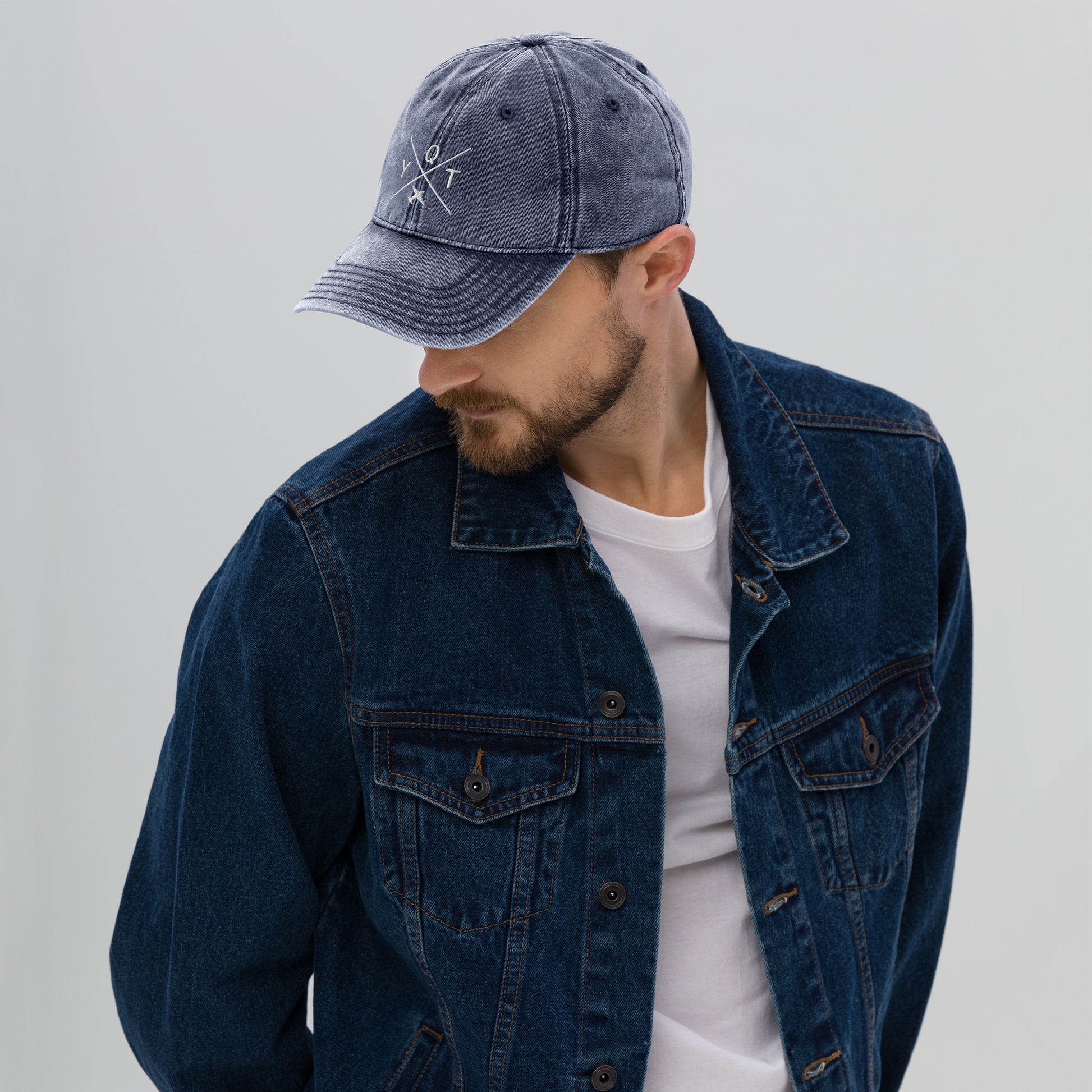 Crossed-X Cotton Twill Cap - White • YQT Thunder Bay • YHM Designs - Image 03