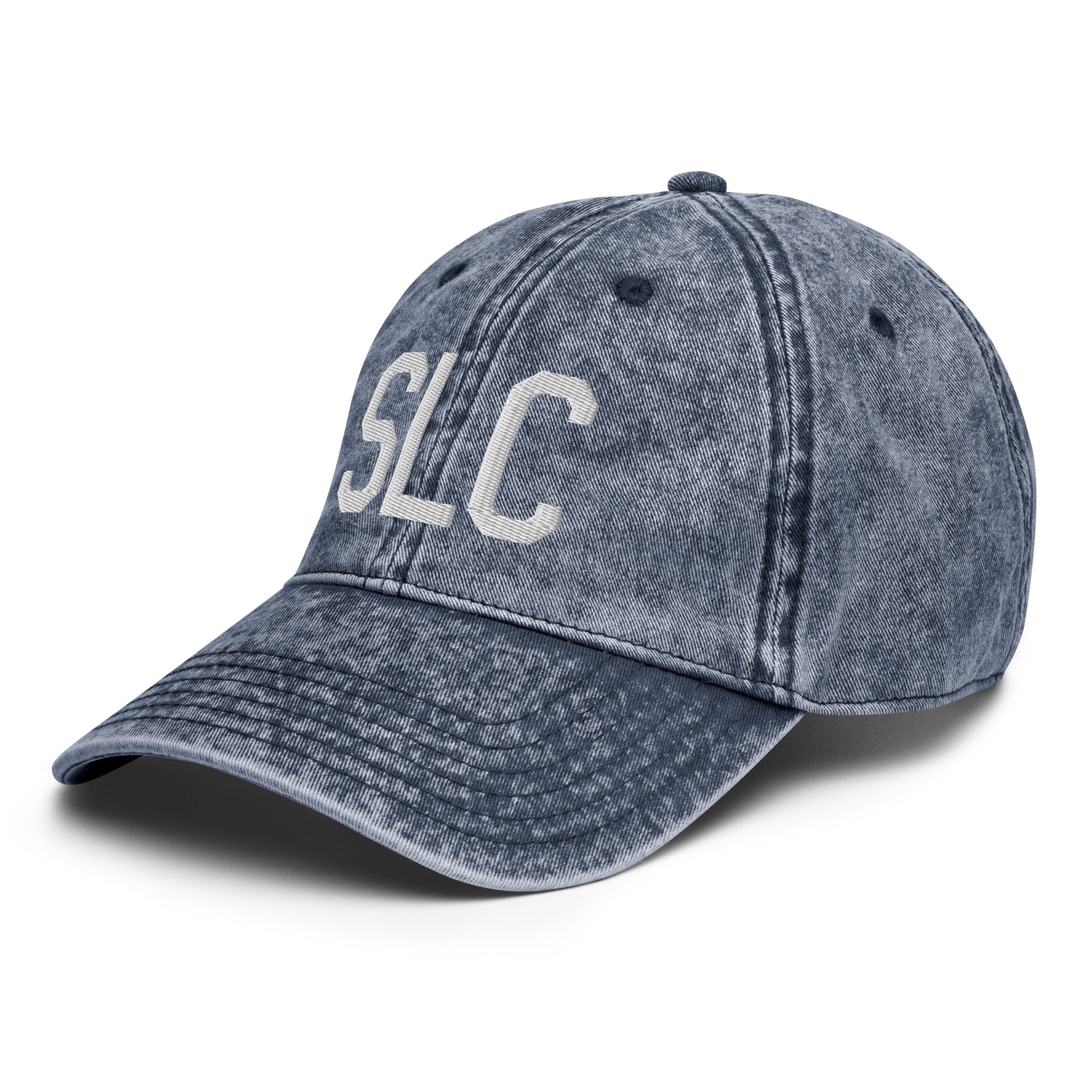 Airport Code Twill Cap - White • SLC Salt Lake City • YHM Designs - Image 17