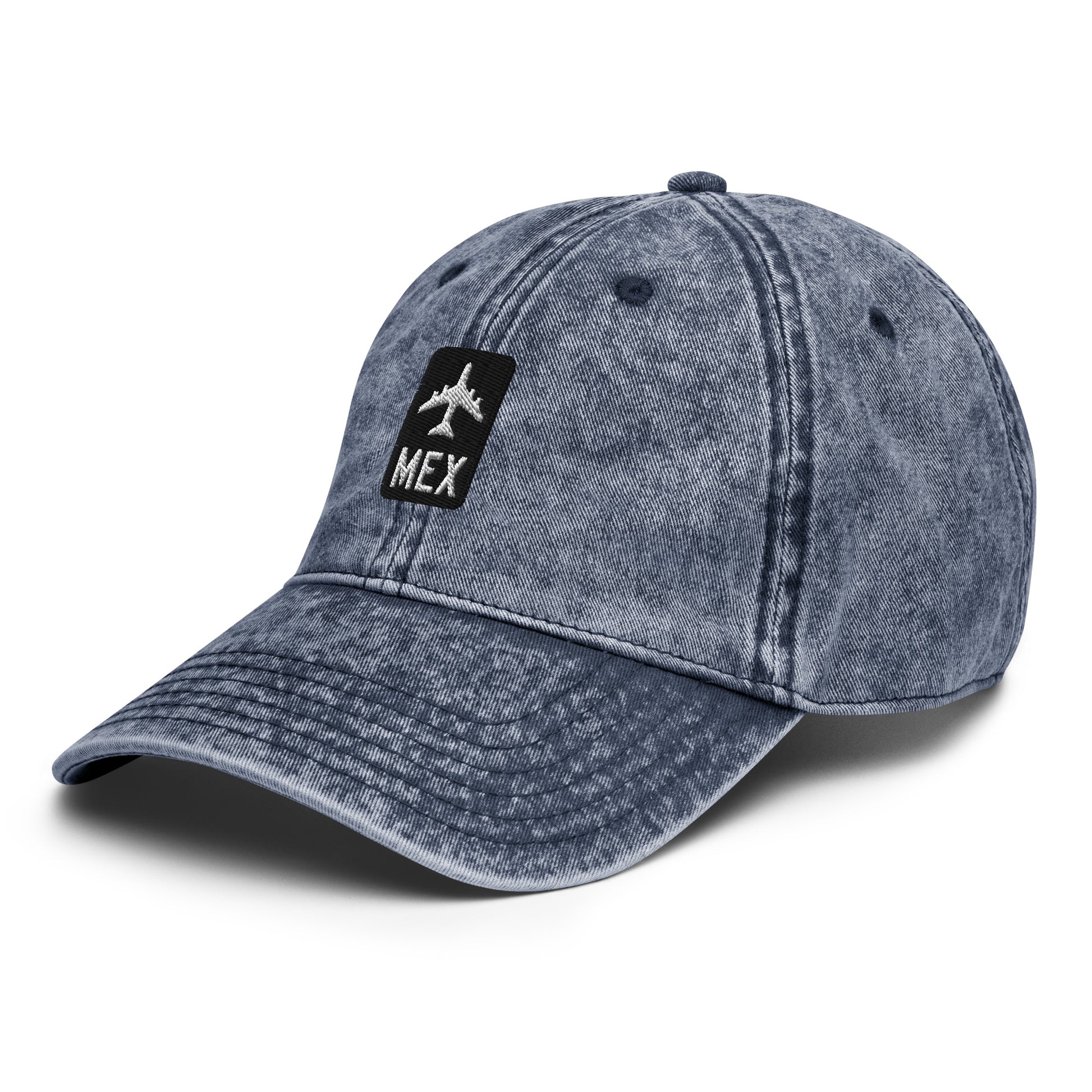 Jetliner Vintage Cotton Twill Baseball Cap • Black/White • MEX Mexico City • YHM Designs - Image 13