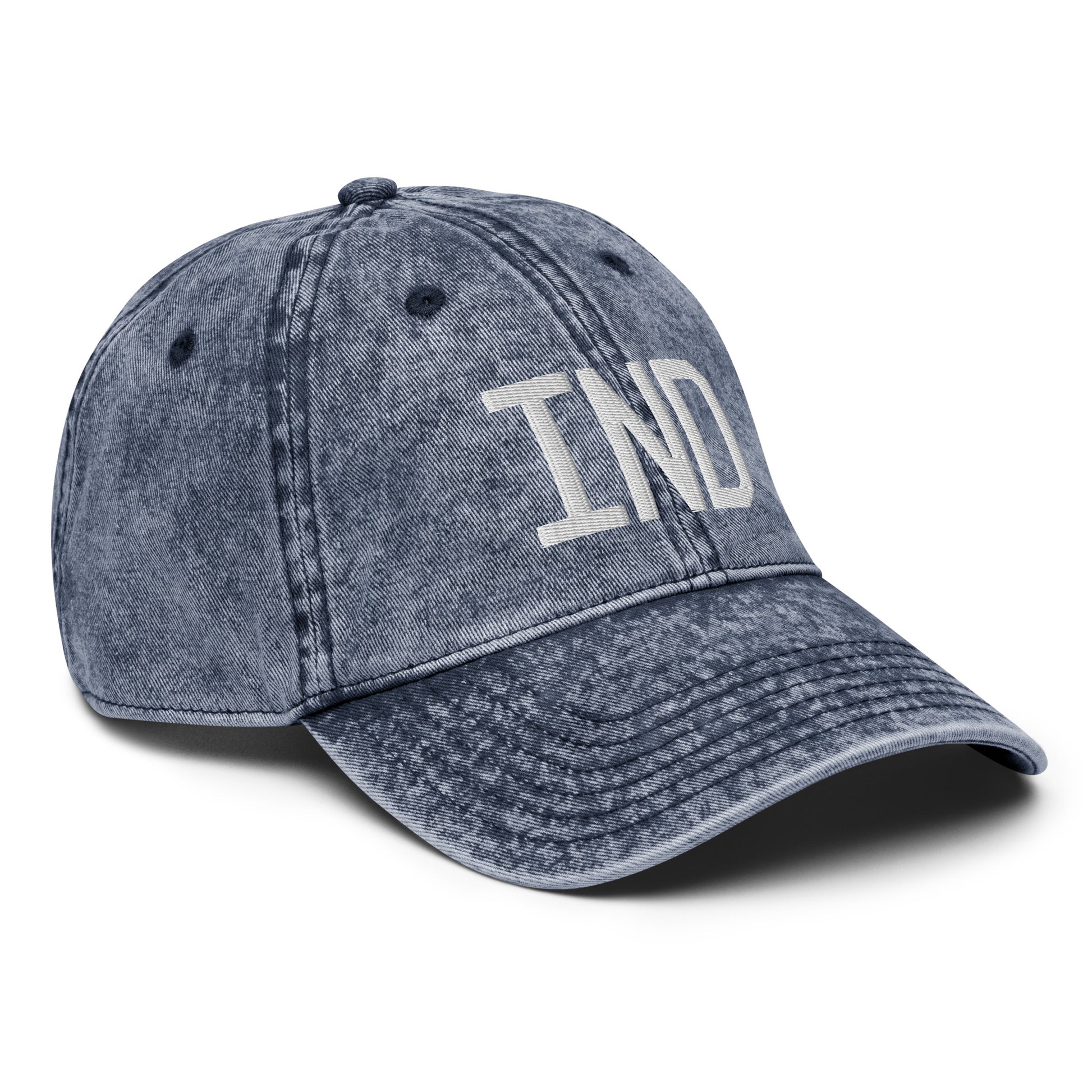Airport Code Twill Cap - White • IND Indianapolis • YHM Designs - Image 18