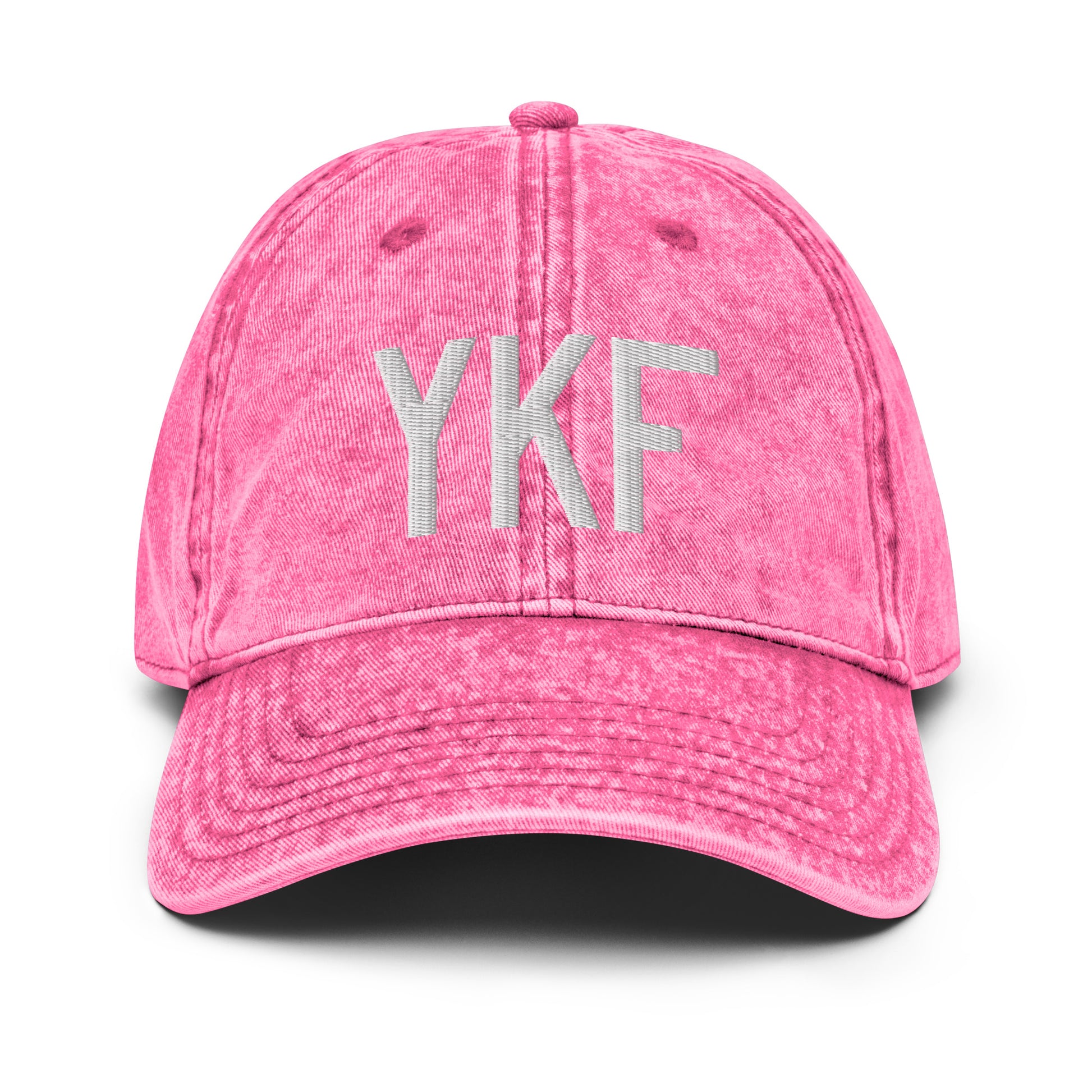 Airport Code Twill Cap - White • YKF Waterloo • YHM Designs - Image 25