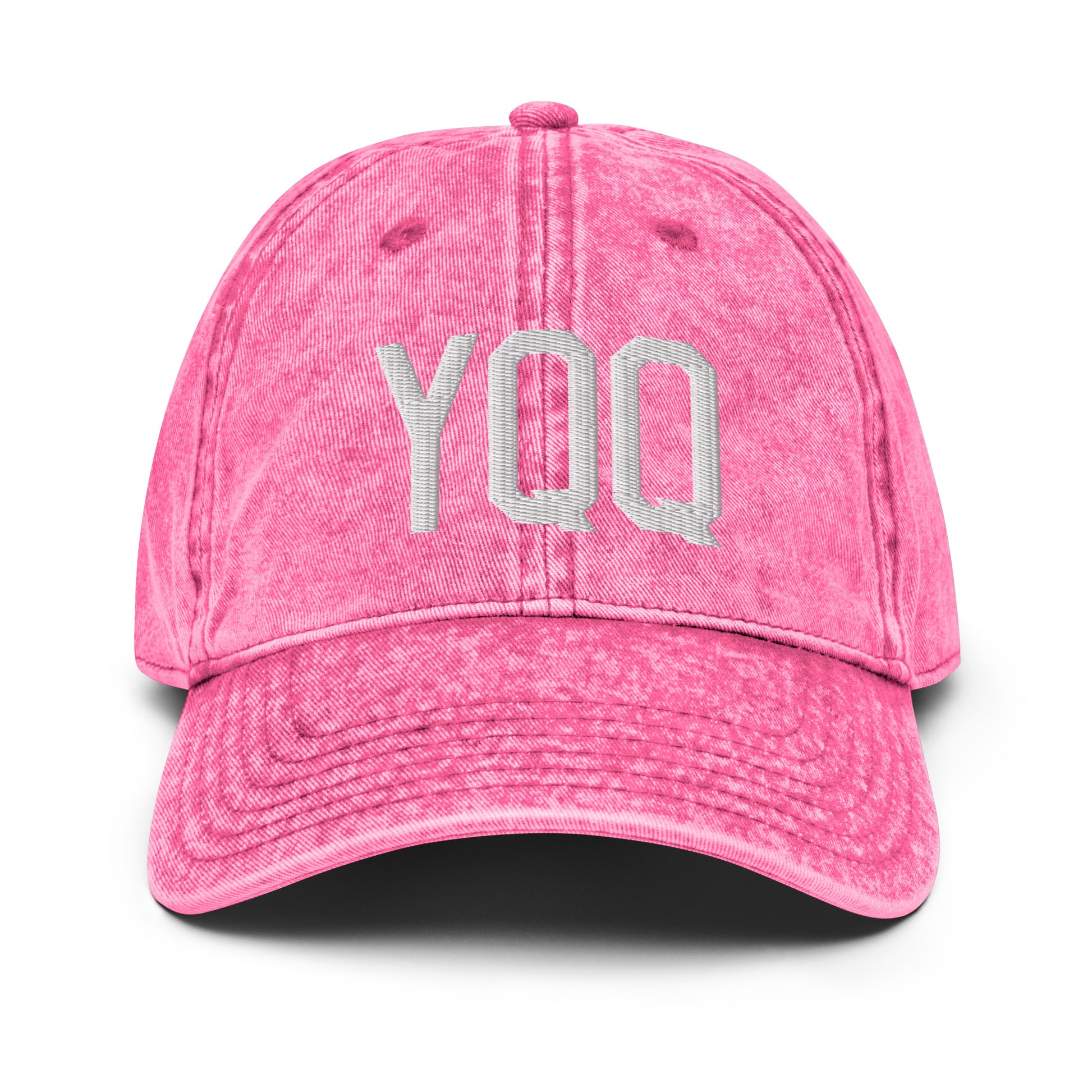 Airport Code Twill Cap - White • YQQ Comox • YHM Designs - Image 25