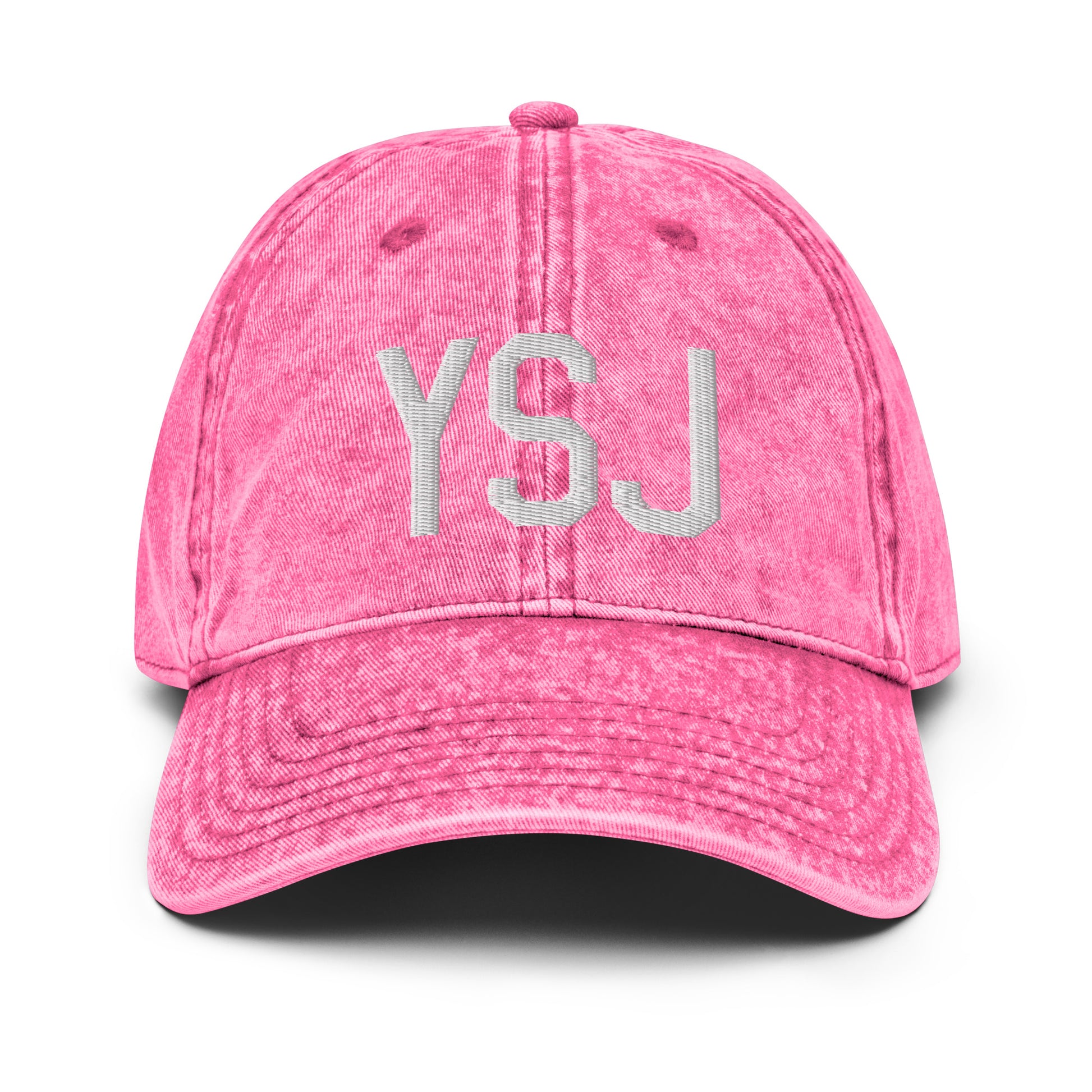 Airport Code Twill Cap - White • YSJ Saint John • YHM Designs - Image 25