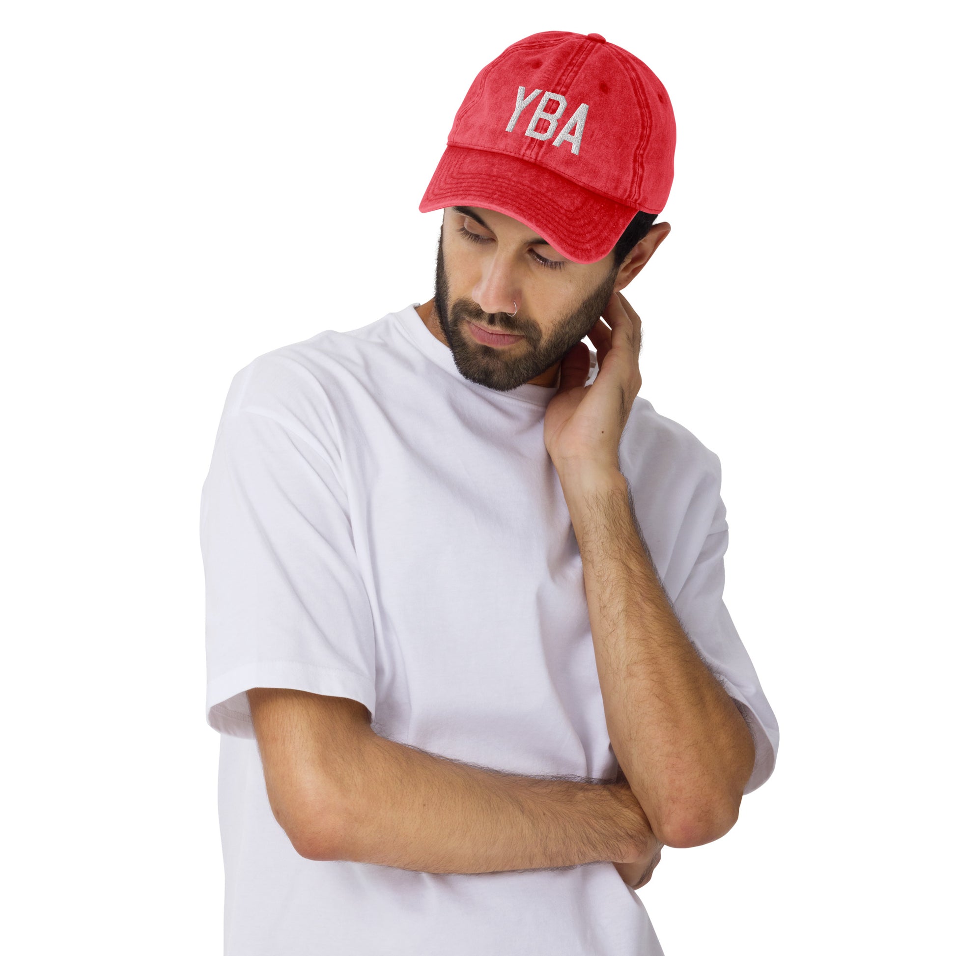 Airport Code Twill Cap - White • YBA Banff • YHM Designs - Image 07