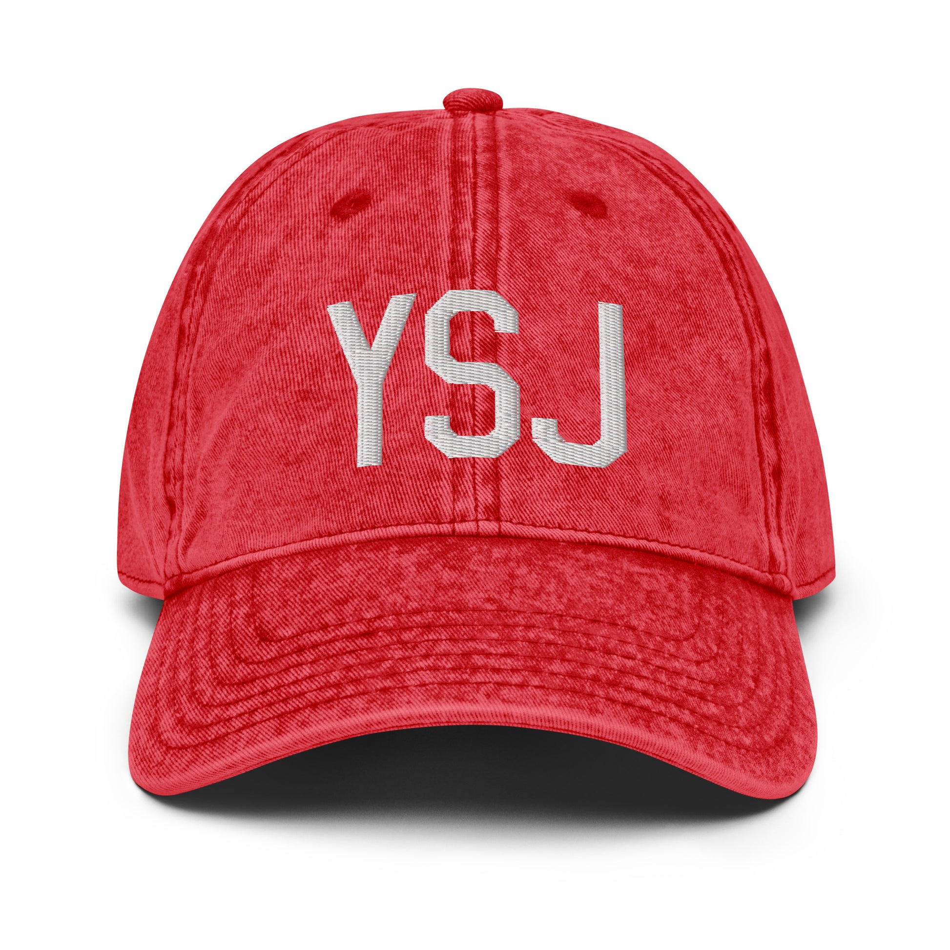 Airport Code Twill Cap - White • YSJ Saint John • YHM Designs - Image 22