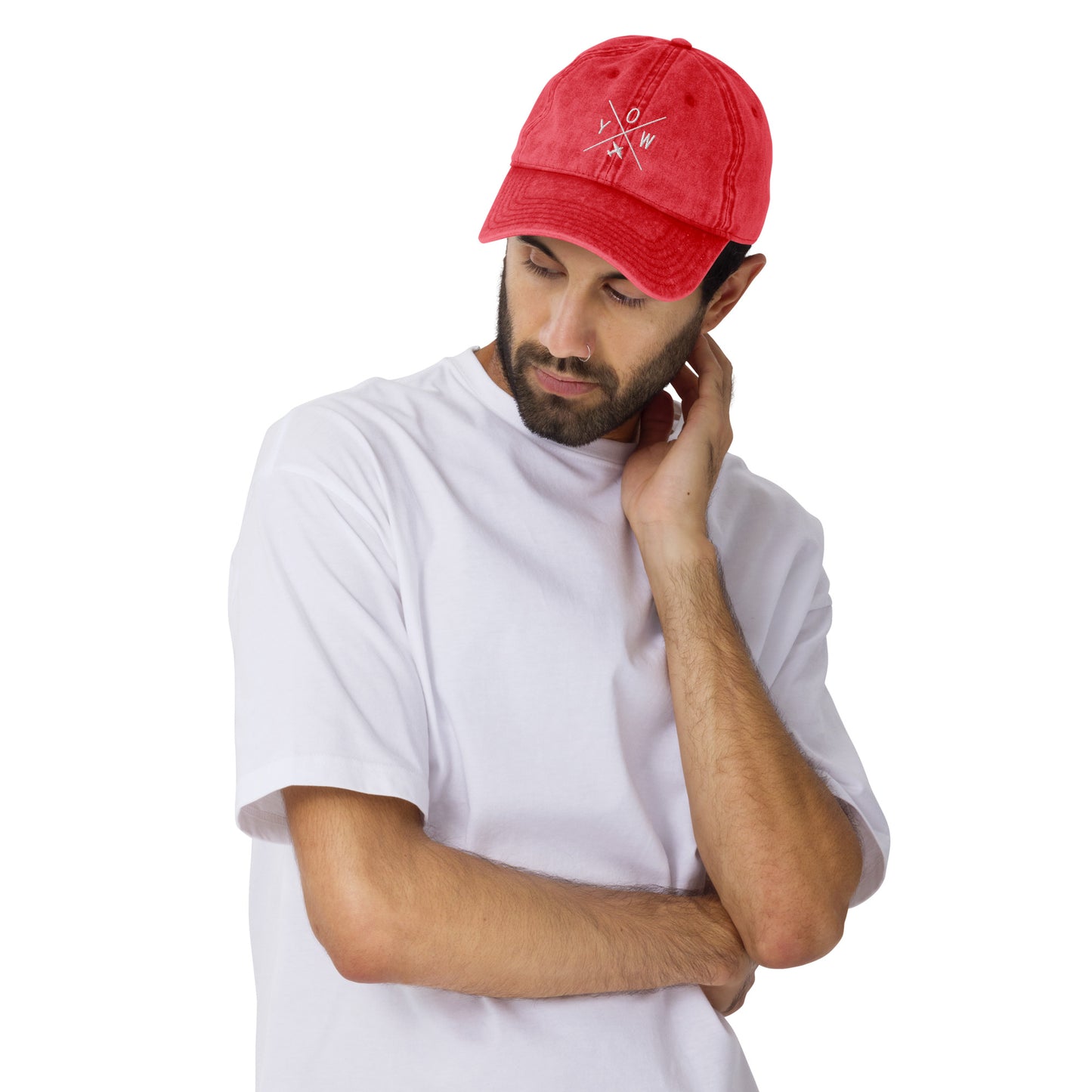 Crossed-X Cotton Twill Cap - White • YOW Ottawa • YHM Designs - Image 08