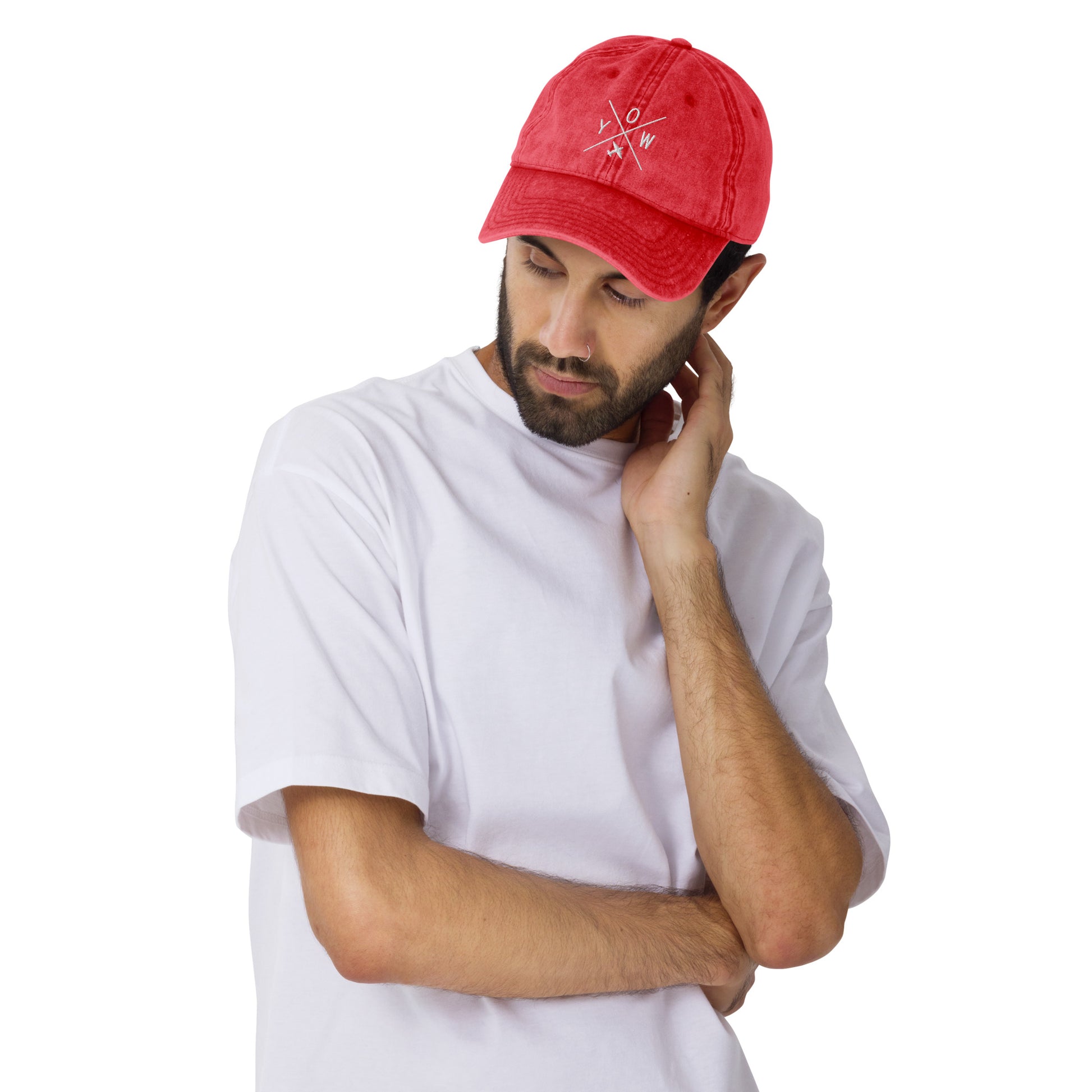 Crossed-X Cotton Twill Cap - White • YOW Ottawa • YHM Designs - Image 08