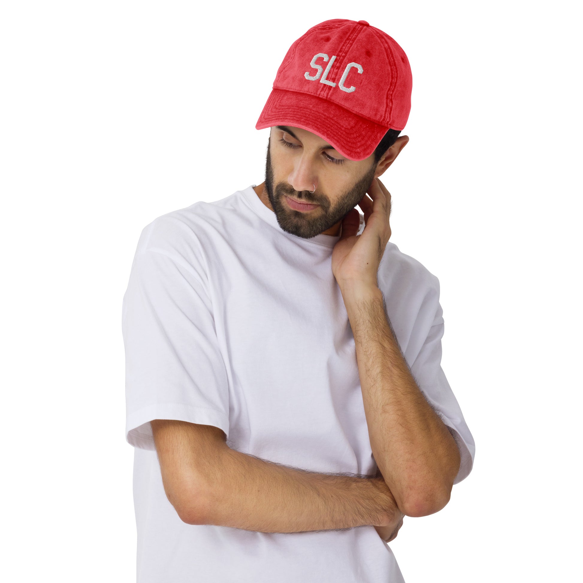 Airport Code Twill Cap - White • SLC Salt Lake City • YHM Designs - Image 07