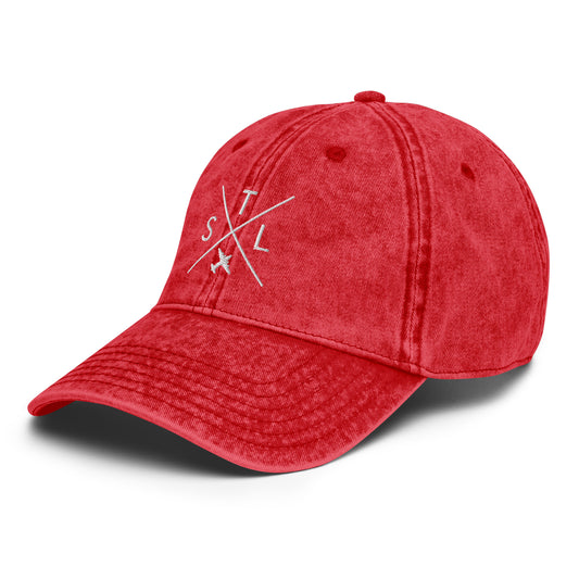 Crossed-X Cotton Twill Cap - White • STL St. Louis • YHM Designs - Image 01
