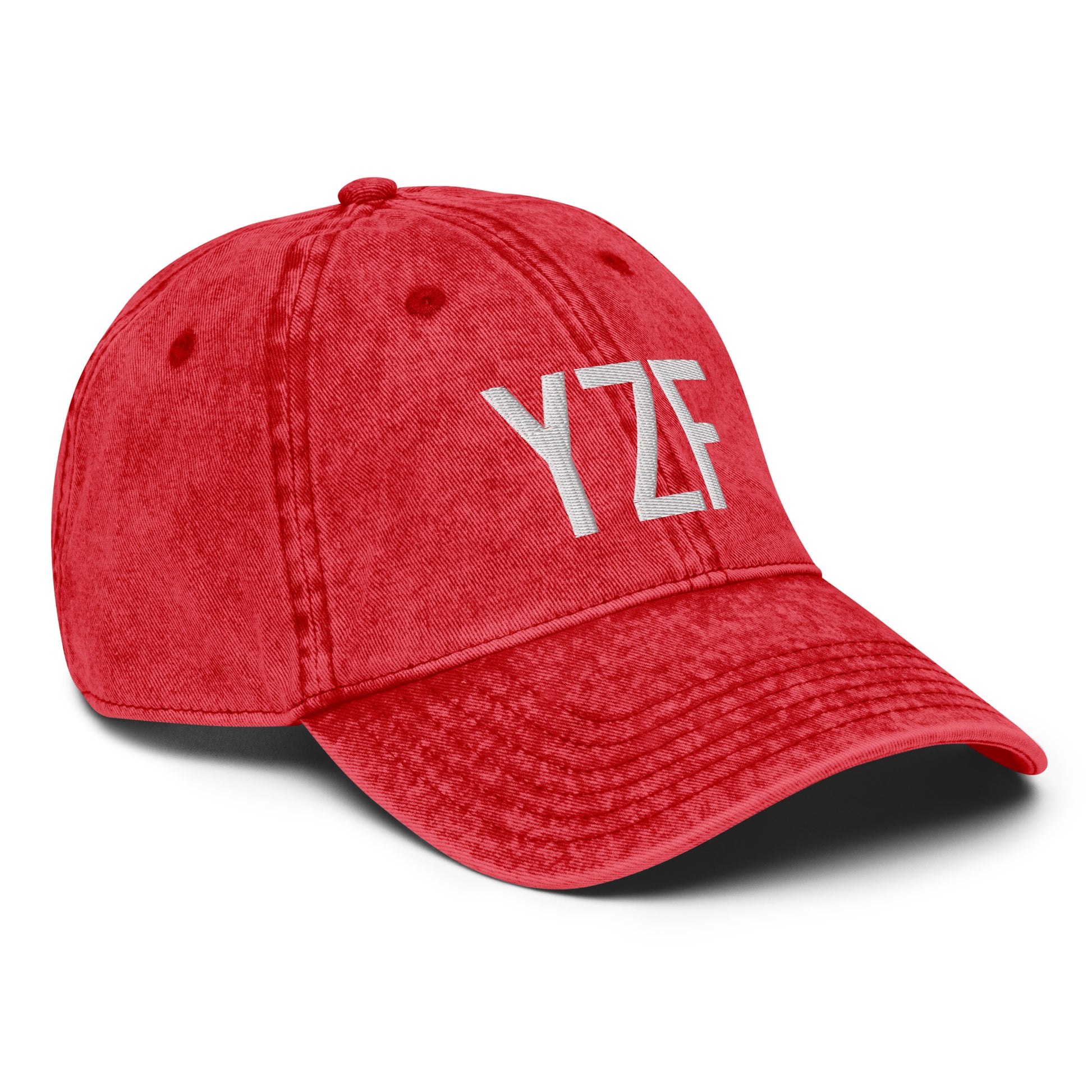 Airport Code Twill Cap - White • YZF Yellowknife • YHM Designs - Image 24