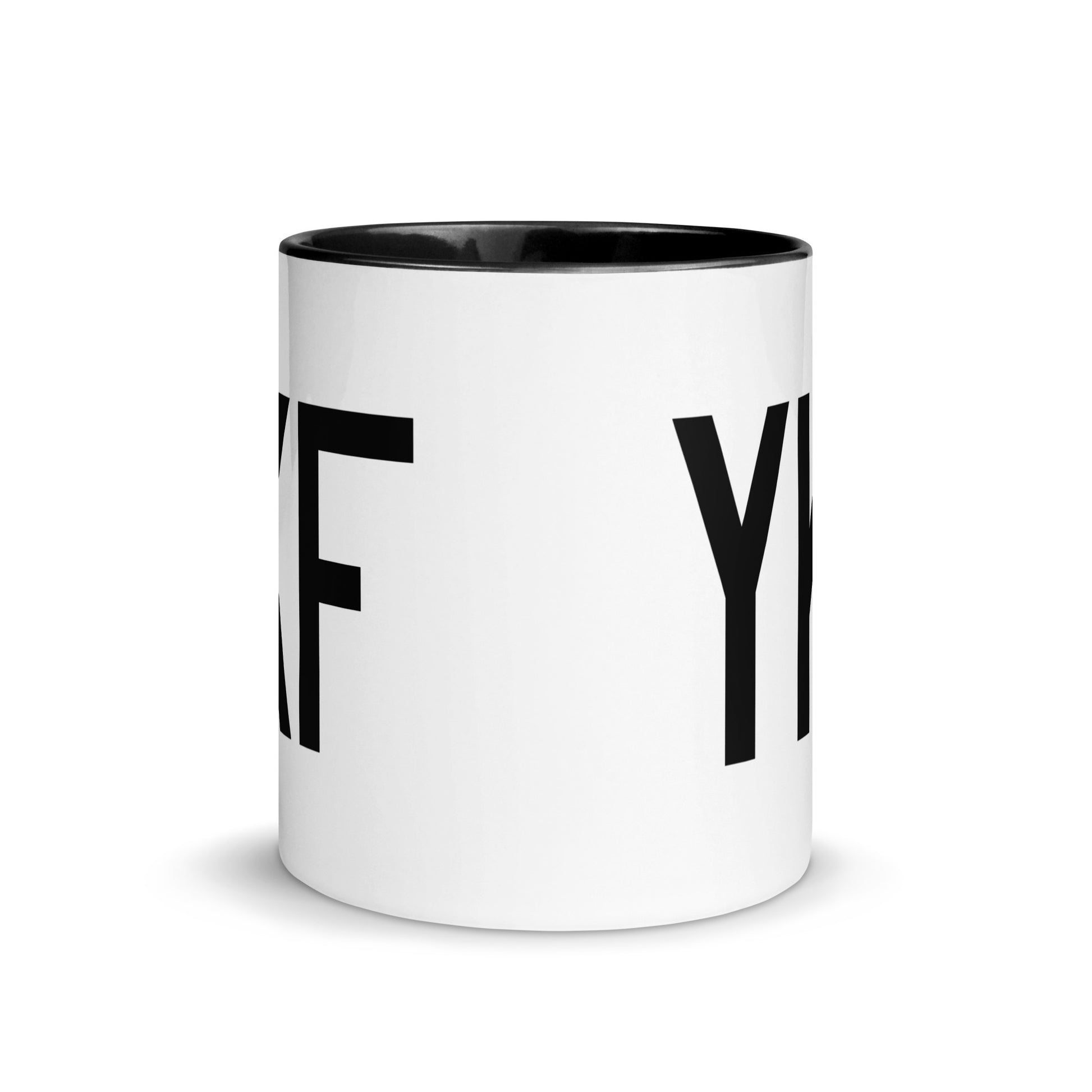 Airport Code Coffee Mug - Black • YKF Waterloo • YHM Designs - Image 02