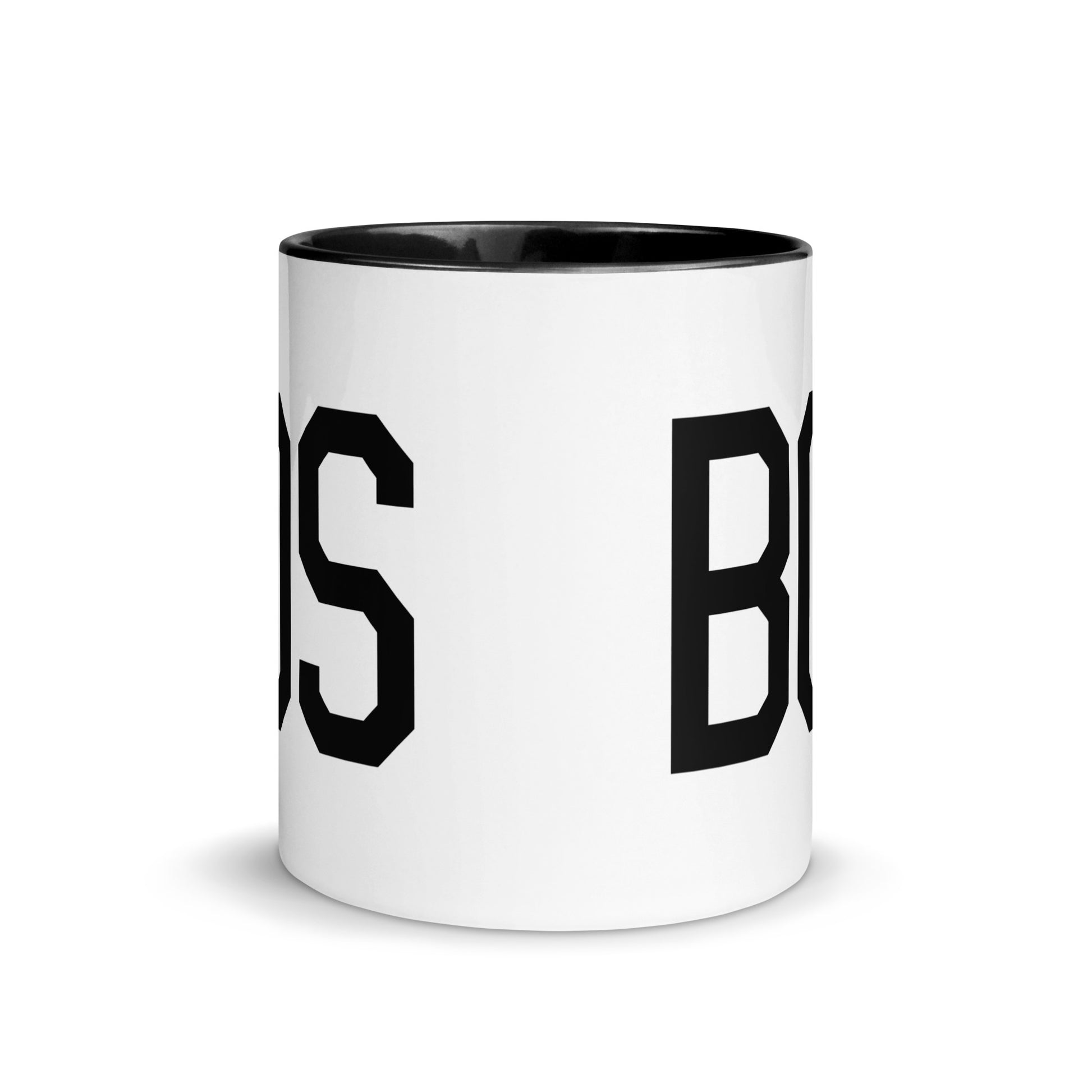 Aviation-Theme Coffee Mug - Black • BOS Boston • YHM Designs - Image 02