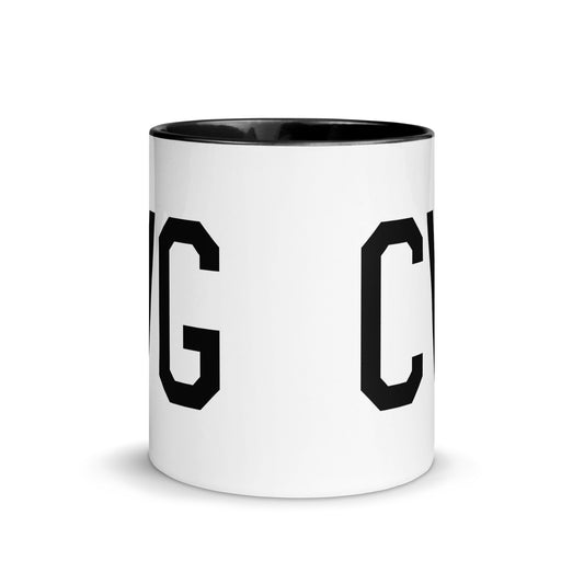 Airport Code Coffee Mug - Black • CVG Cincinnati • YHM Designs - Image 02