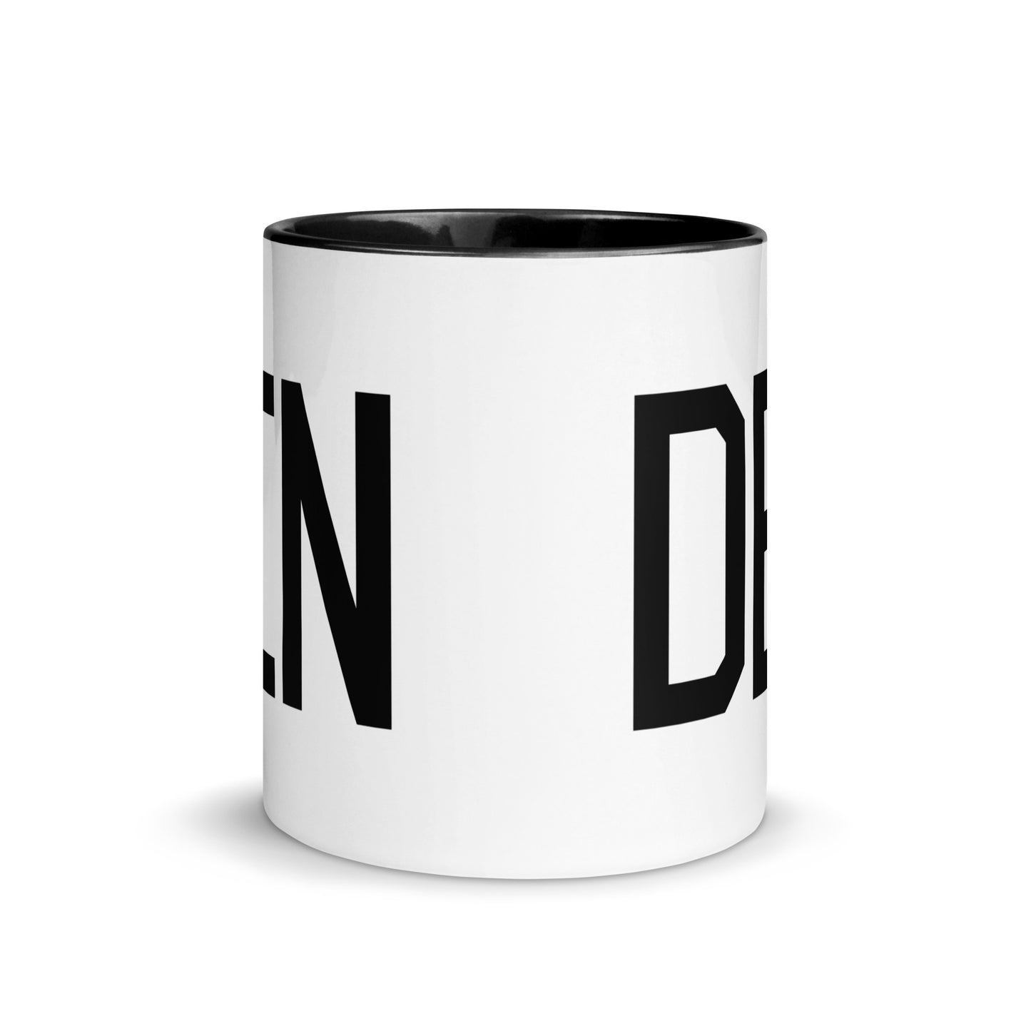 Airport Code Coffee Mug - Black • DEN Denver • YHM Designs - Image 02